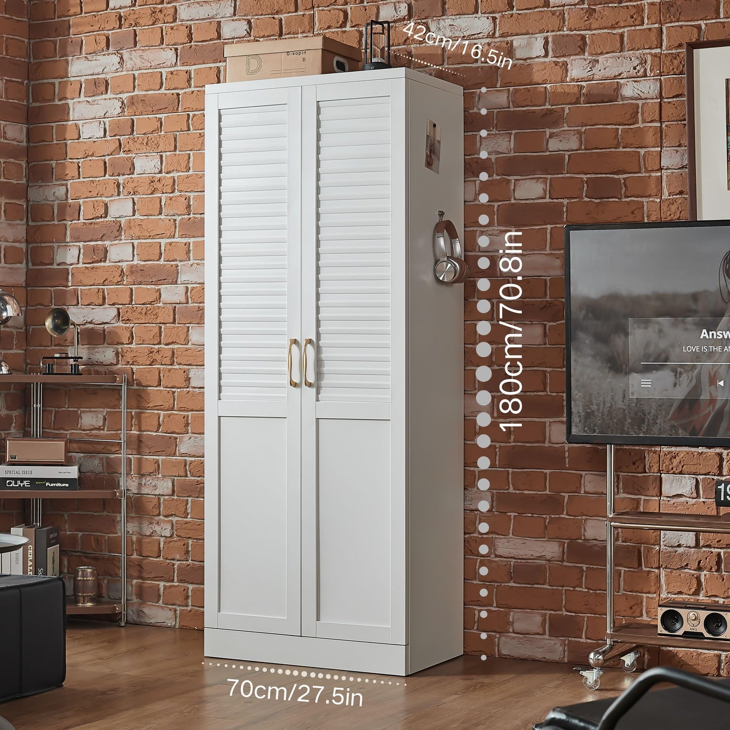 UVGHPW 71" Tall Modern Metal Pantry Cabinet with Adjustable Shelves, Freestanding Steel Storage for Kitchen
