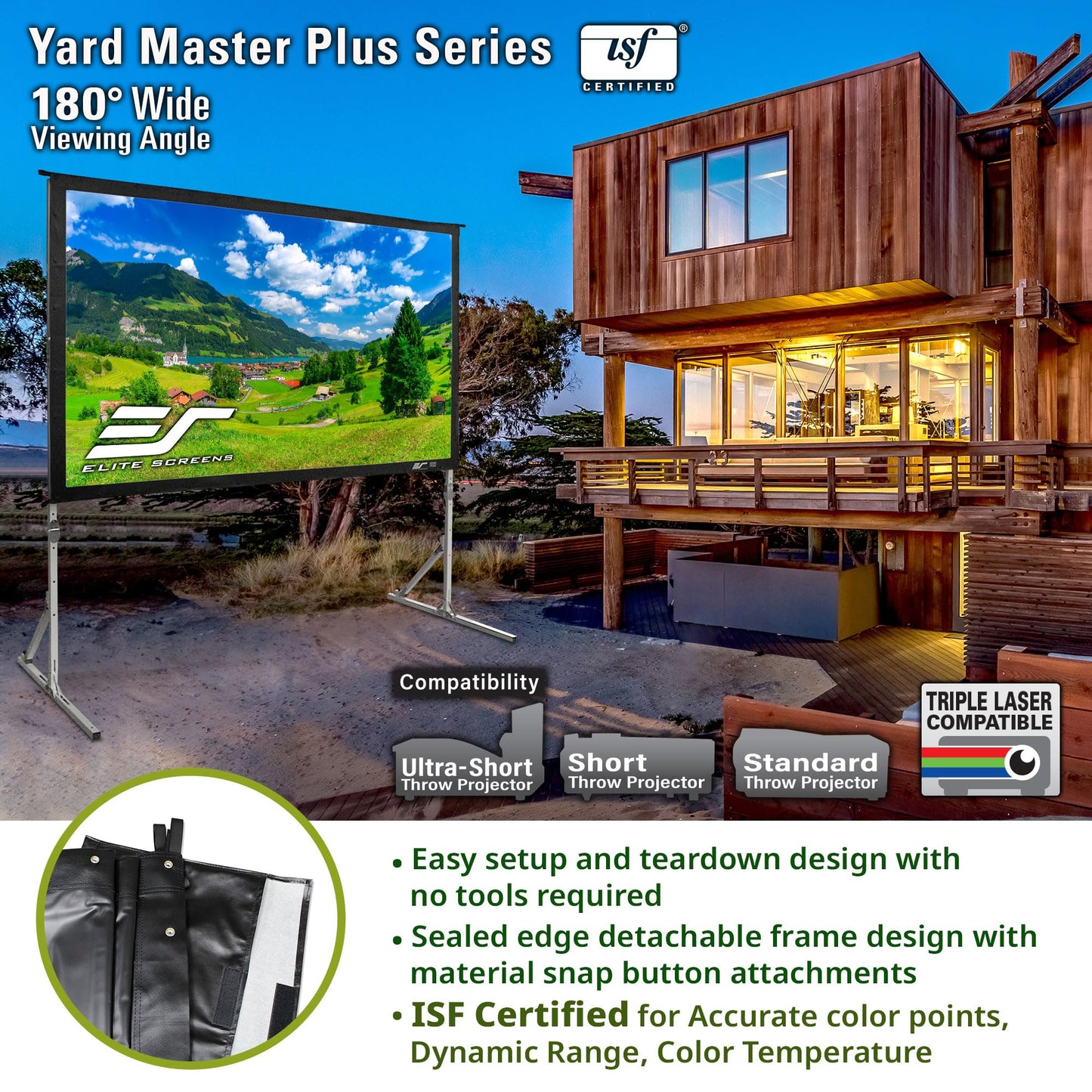 Elite Screens Yard Master Plus, 100-INCH 16:9, 8K 4K Ultra HD 3D Ready Indoor/Outdoor Portable Home Movie Theater Projector Screen, Front Projection - OMS100H2PLUS | US Based Company 2-YEAR WARRANTY