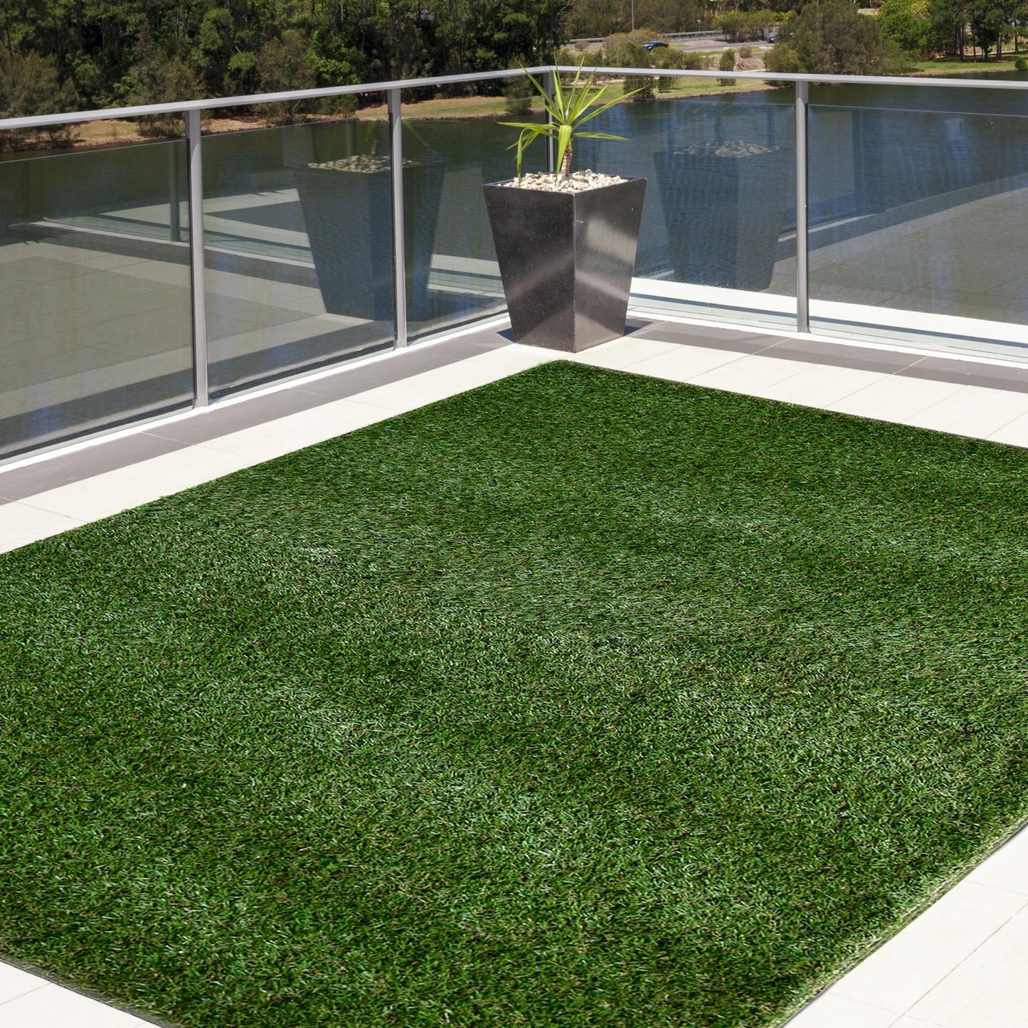 iCustomRug Ivy, Thick Realistic Grass Mats & Rugs 4' X 10' Synthetic Turf with Finished Edges, Indoor Outdoor Grass Pet Pad