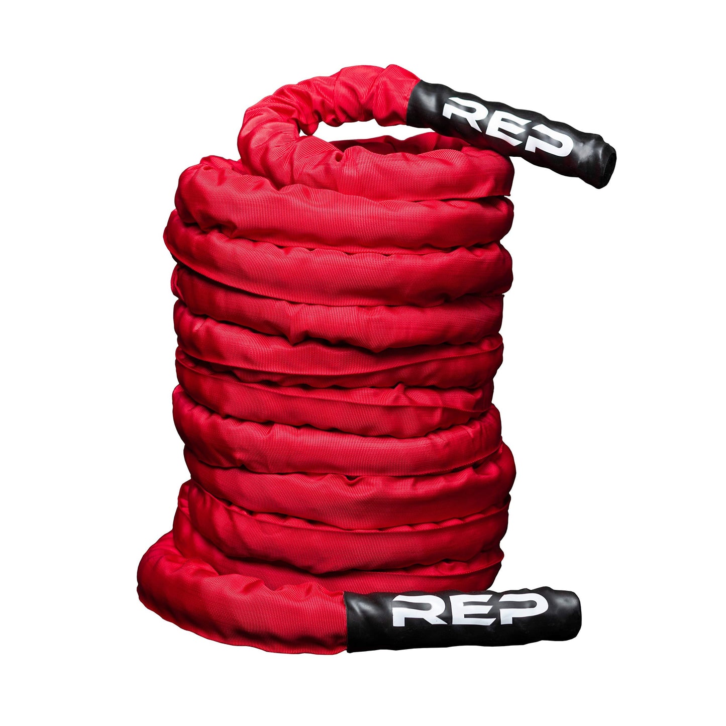 REP Battle Ropes - PolyDacron Battle Rope for Strength and Conditioning Workouts – 1.5" and 2" Diameter, 30ft, 40ft, 50ft Lengths with Optional Cover Sleeve (Red with Sleeve, 2.0 x 30 ft)