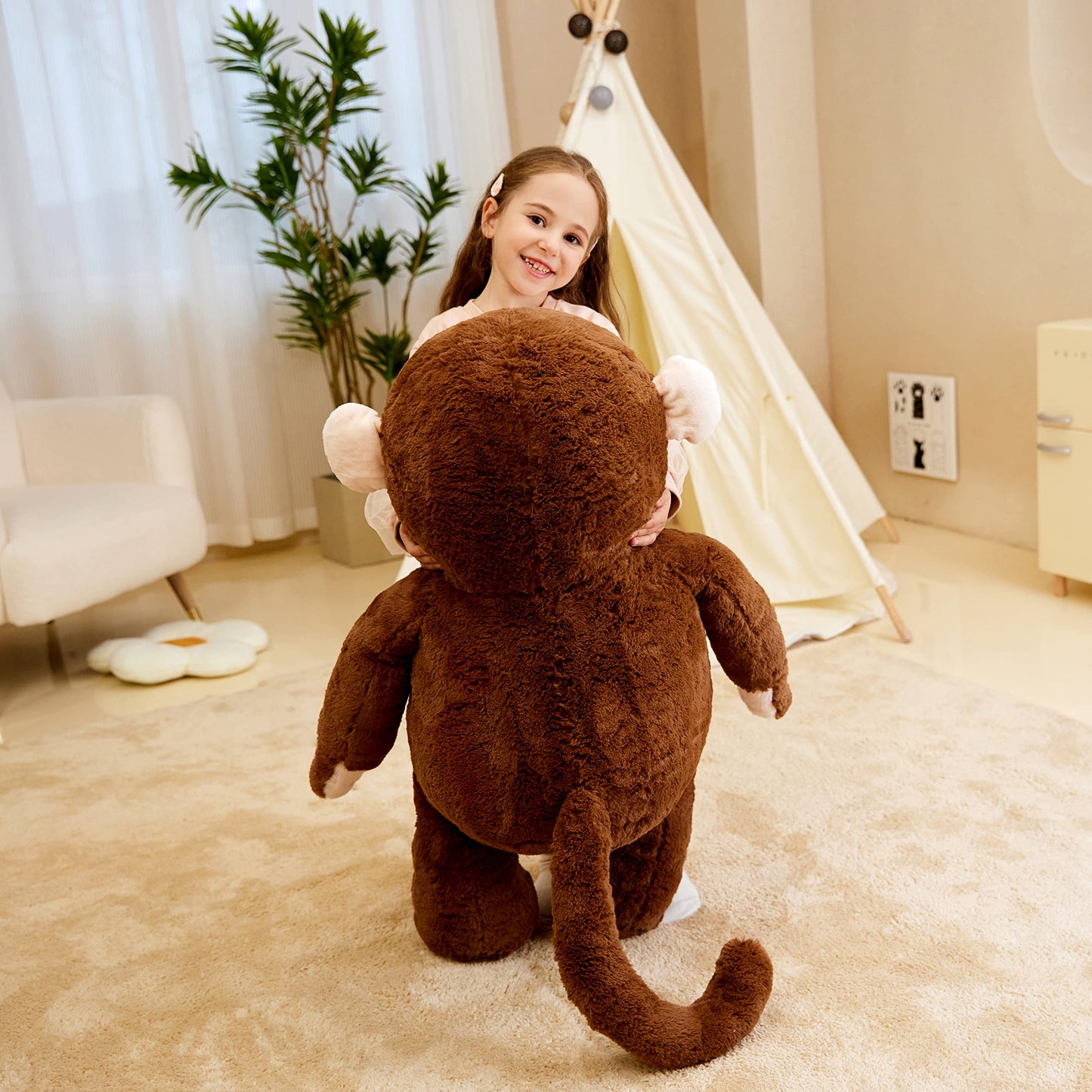 IKASA Giant Monkey Stuffed Animal Plush Toy,Large Big Jumbo Soft Toys,30" Huge Size Cute Fluffy Plushy Fat Oversized Plushie,Gifts for Kids Girls Boys