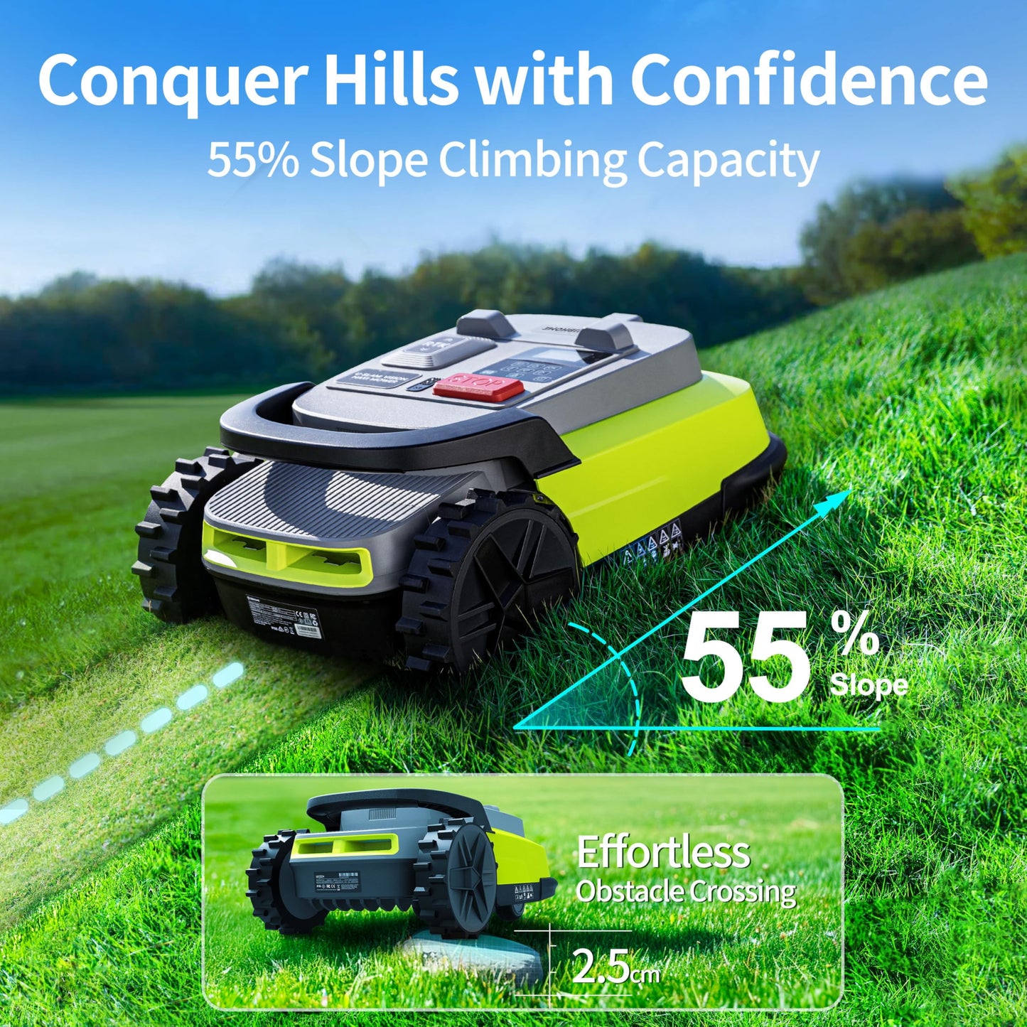 UBHOME Robot Lawn Mower, RTK+AI Vision Robot Mower for Accurate Navigation & Obstacle Avoidance, No Perimeter Wire, Smart APP Control, Automatic Grass Cutting for Large Lawns, 55% Slopes, 52dB Quiet