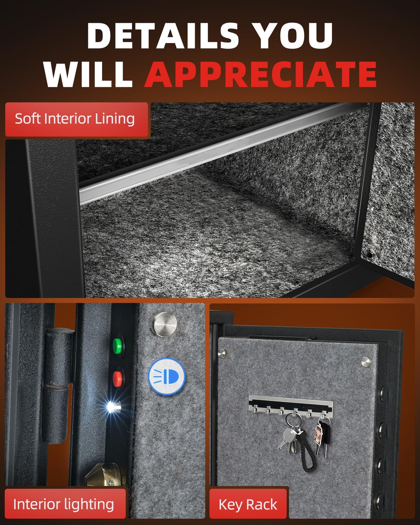 DAYI Fireproof Safe, 3.0 Cubic Feet Biometric Fingerprint Fire Proof Safes Box for Home Documents Money, Digital Touchpad Security Safe Dual Alarm System - DY-60FP