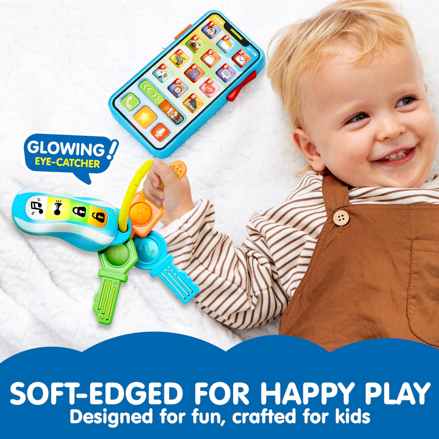 JOYIN Baby Musical Toy Phone and Car Keys Teether Set, 60+ Music and Learning Phrases, Baby Learning Toys 10 Months, Toddler Birthday Gifts for Girs Boy