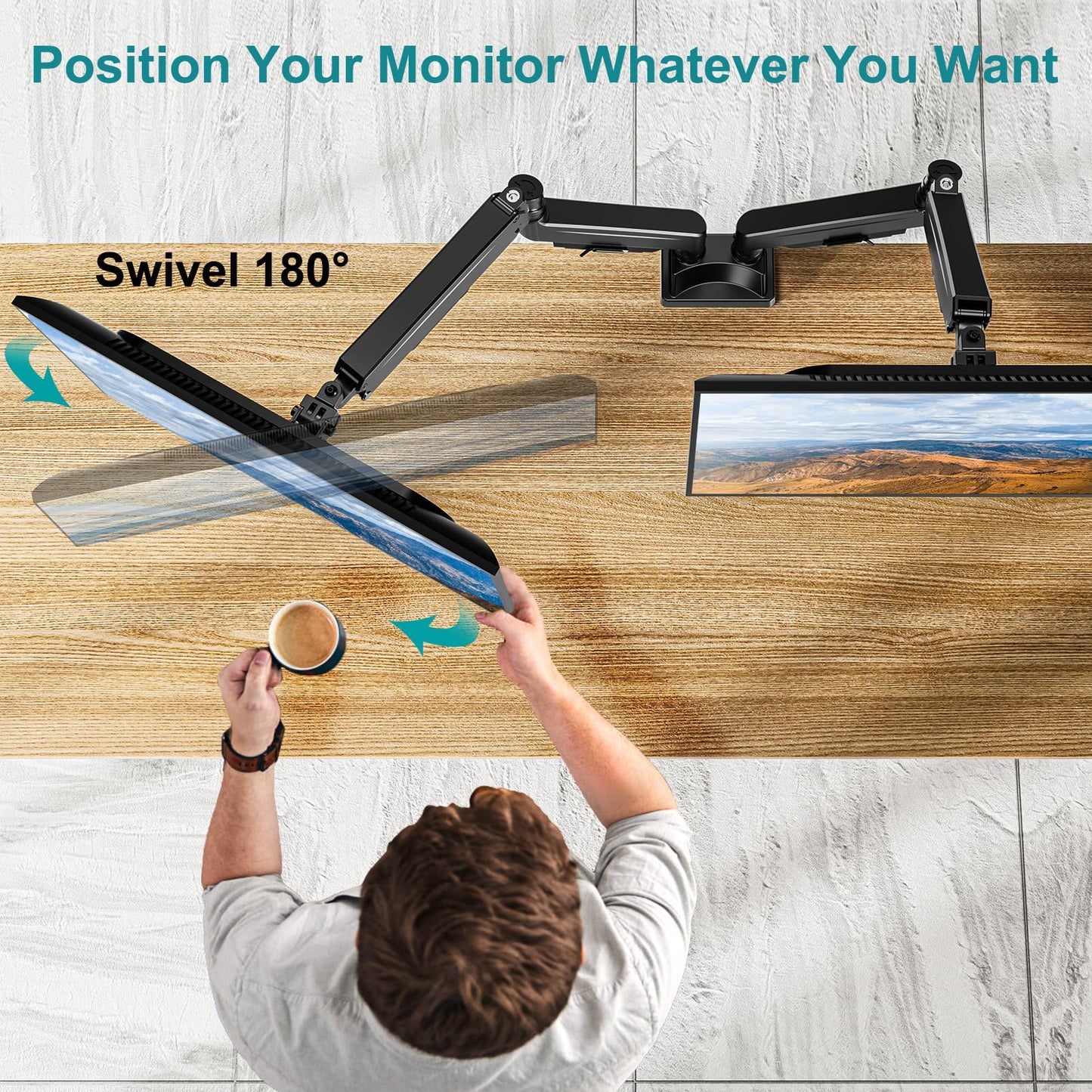 MOUNT PRO Dual Monitor Stand for Two Screens up to 43 Inch, Heavy Duty Ultrawide Double Monitor Arm Holds up to 33lbs Each, Premium Adjustable Computer Monitor Mount for 2 Monitors, VESA Desk Mount
