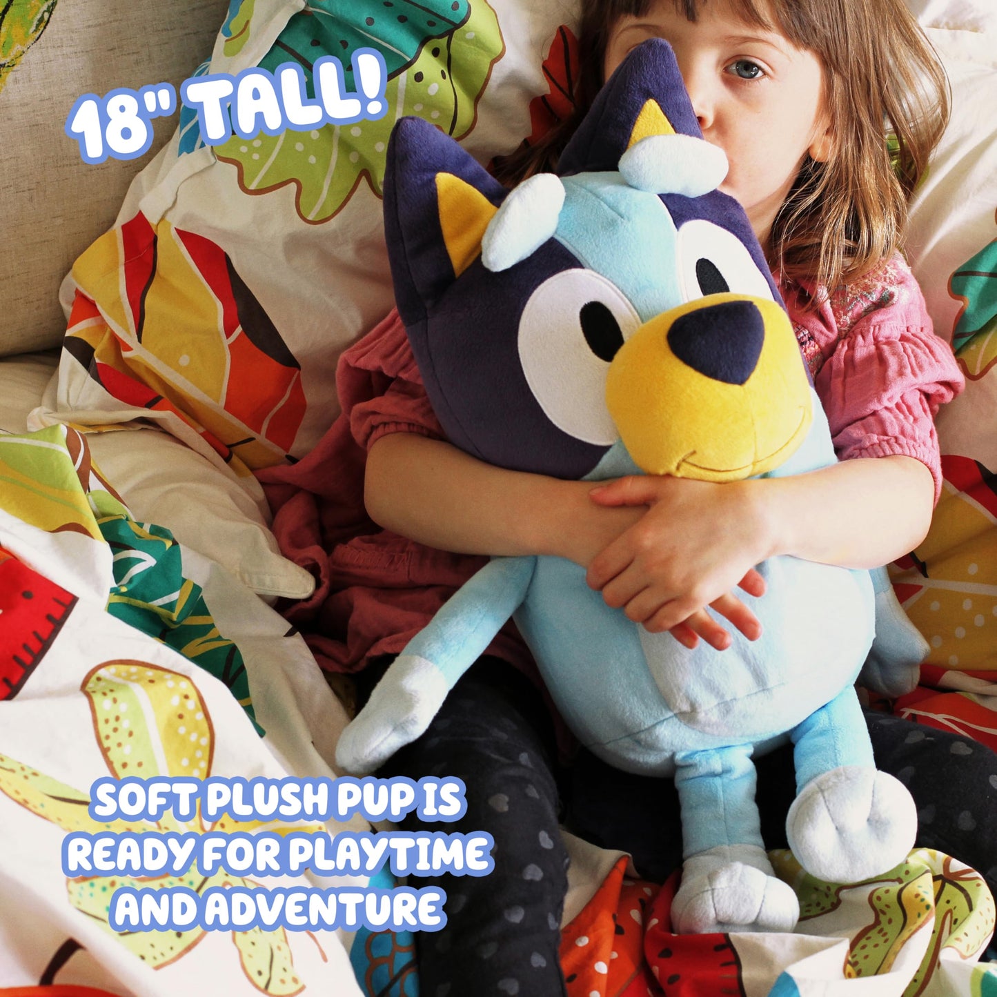 Bluey Plush Toys, Extra Large 18” Cuddle Toy for Kids, Ultra-Soft Deluxe Material Big Plushies Perfect for Show Time, Story Time & Giant Hugs