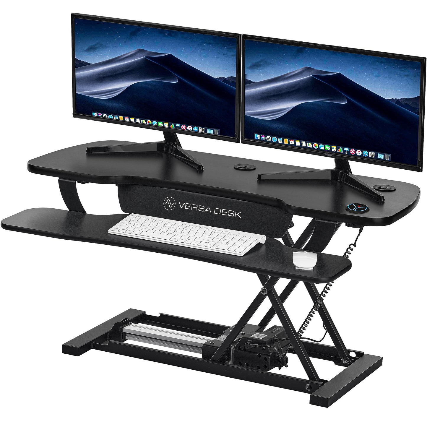 VERSADESK PowerPro™ 36 Inch Electric Standing Desk Converter, Height Adjustable Sit to Stand Up Desk Riser, Laptop and Dual Monitor Desktop Workstation with Wide Keyboard Tray and USB Port, Black