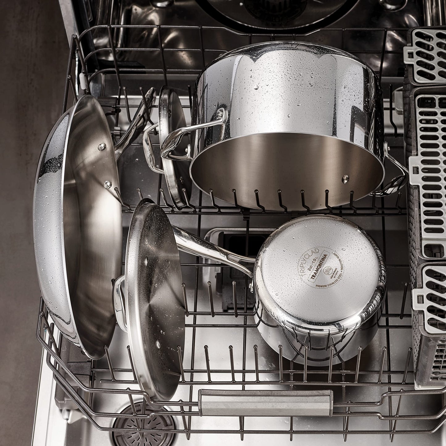 Tramontina Signature Tri-Ply Clad Stainless Steel 12-Piece Cookware Set with Lids, Pots and Pans Kitchen Set, Induction-Ready, Dishwasher-Safe, NSF-Certified, Made in Brazil