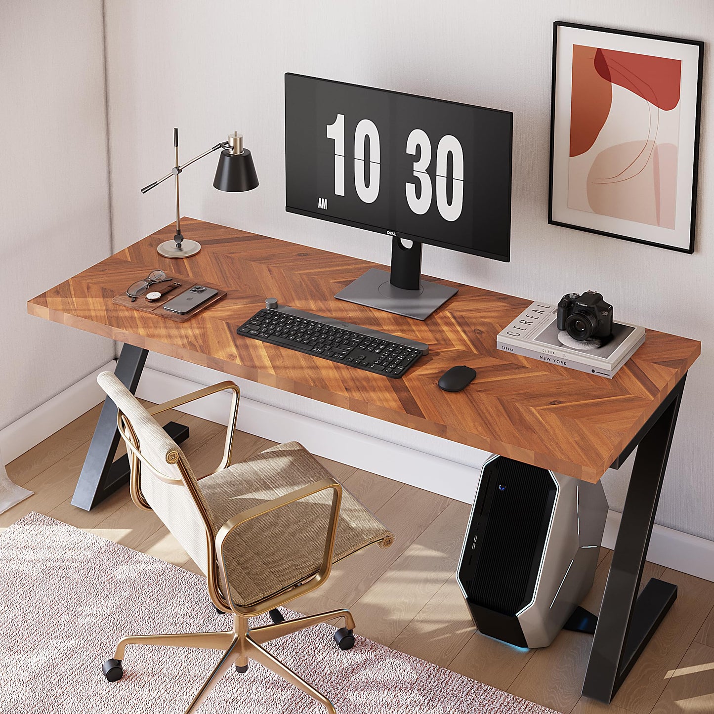 Howizz Chevron Acacia Butcher Block Countertop 48 x 30 x 1.5 inches, Teak Solid Wood Table Top for Desk Top, Workbench Top