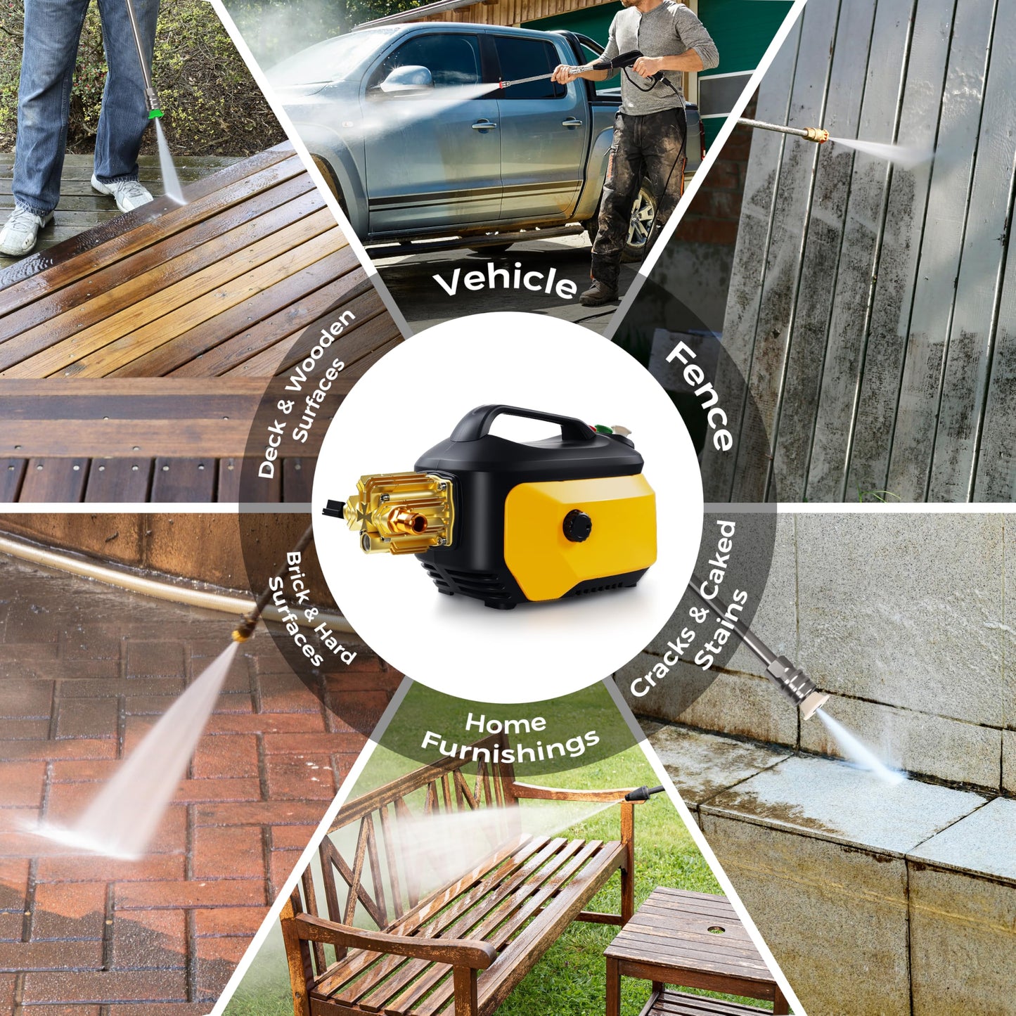 Pressure Cleaner, Portable Power Cleaner for Car Detailing, Home, Fences, Driveways, Patio Outdoor All Other Cleaning