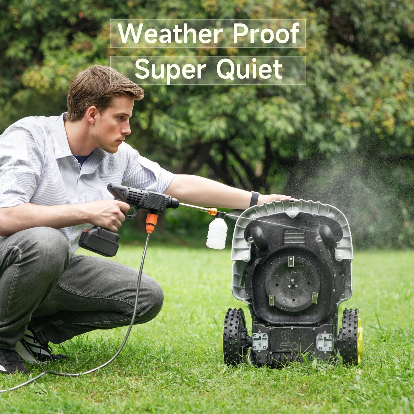 BESTMOW Robot Lawn Mower — 1.5 Acre Ultra Quiet Self Charging Robot Mower, Up to 4 inches Cutting Height, Robotic Lawn Mowers with RTK+4 Eye Vision, Mapping and Anti Theft tech, APP Control