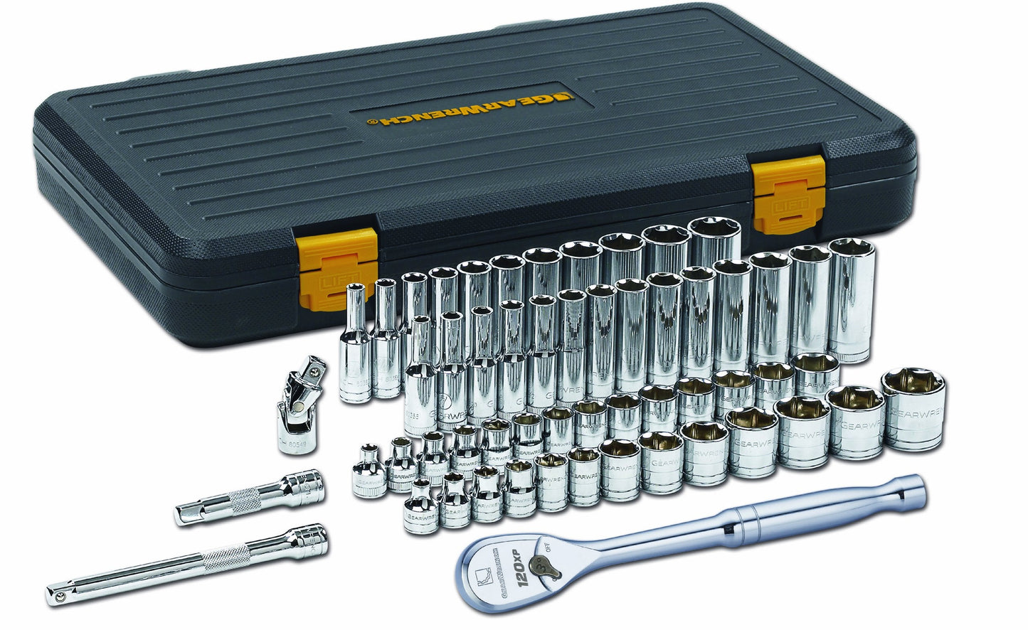 GEARWRENCH56 Pc. 3/8" Drive 6 Pt. 120XP Mechanics Tool Set, Standard & Deep, SAE/Metric - 80550P