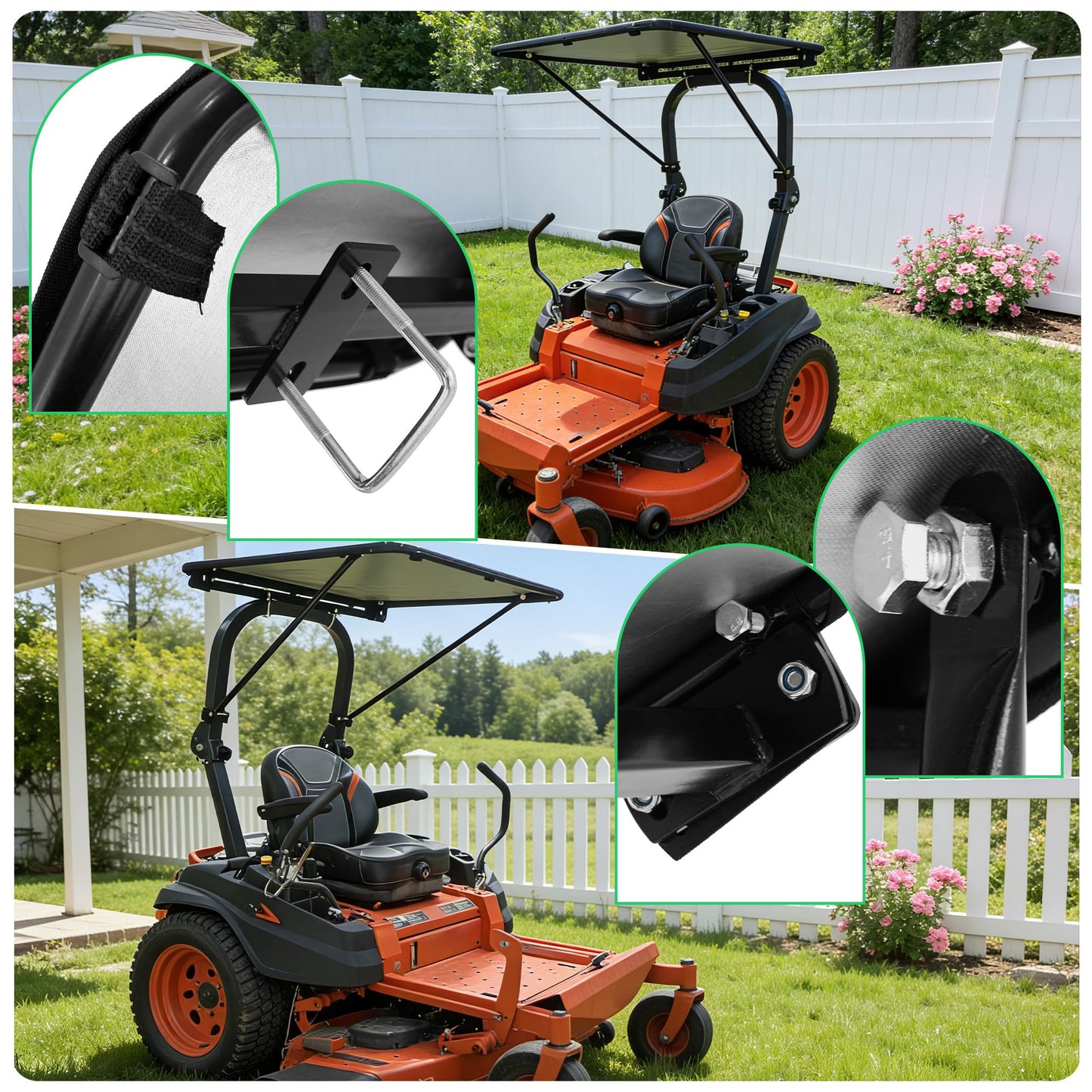 JL JiveLum Universal Tractor Canopy Compatible with ROPS – UV Resistant Sunshade Fit for Compact Tractors, Riding Mowers, Zero Turn Mowers & Lawn Tractors, Easy Install