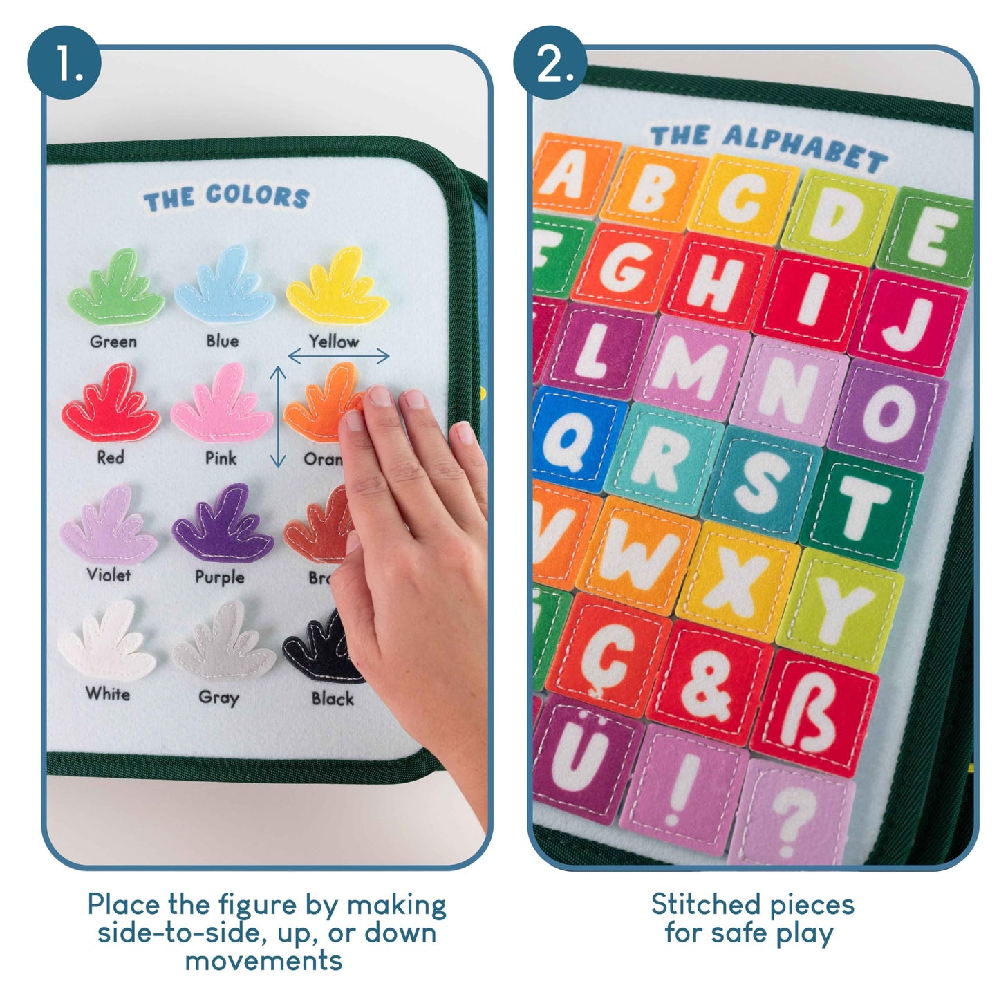 BONNYCO Busy Board for 1 Year Old Animals. Montessori Busy Book for Toddlers 1-3 2-4, Felt Quiet Book Baby. Montessori Toys, Toddler Learning Toys for Travel, Airplane, Car. Educational Activity Board