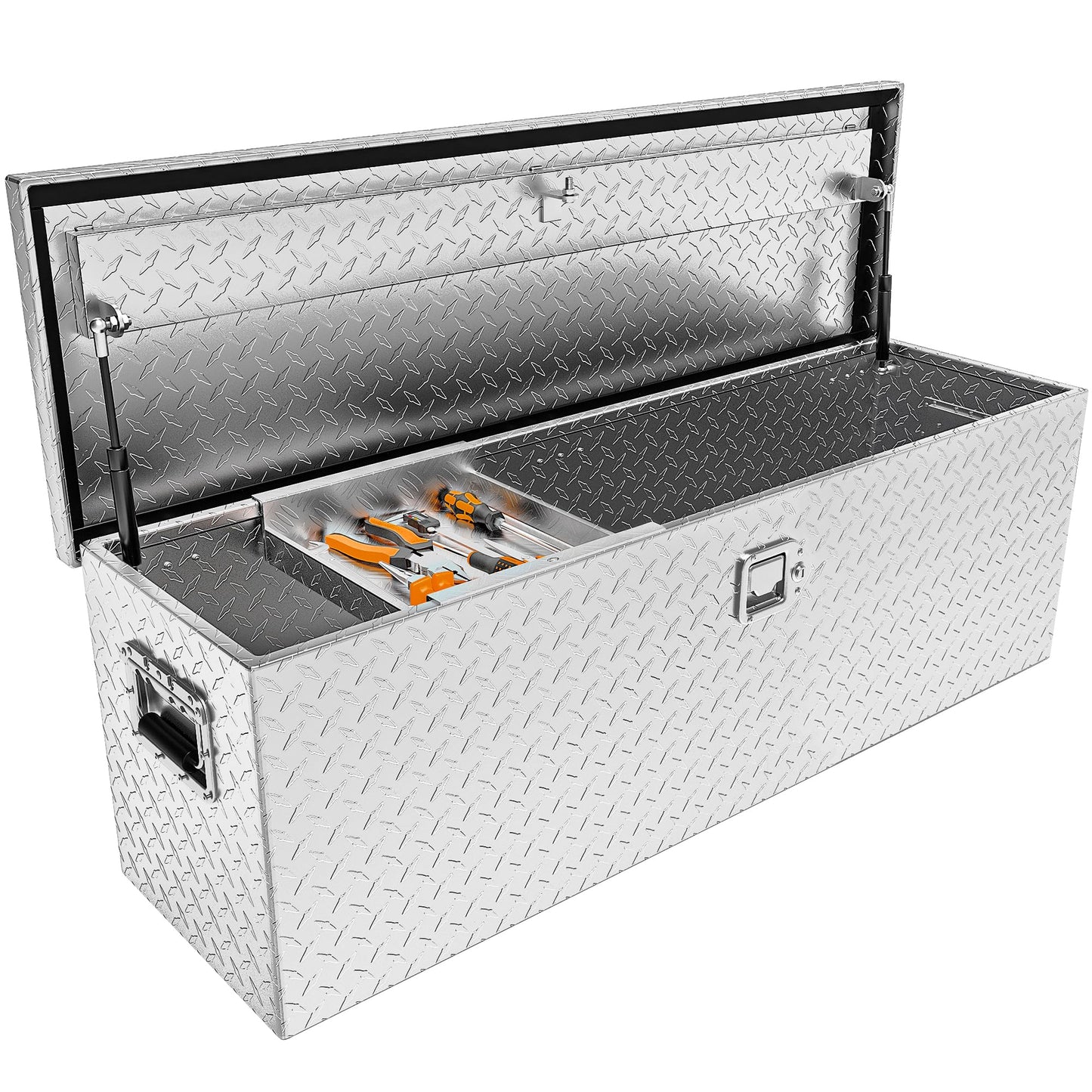YITAMOTOR 48 Inch Truck Bed Tool Boxes Heavy Duty Aluminum with Sliding Shelf, Diamond Plate ToolBox for Pick Up Truck RV Trailer, Chest Storage Organizer with Lock and Keys