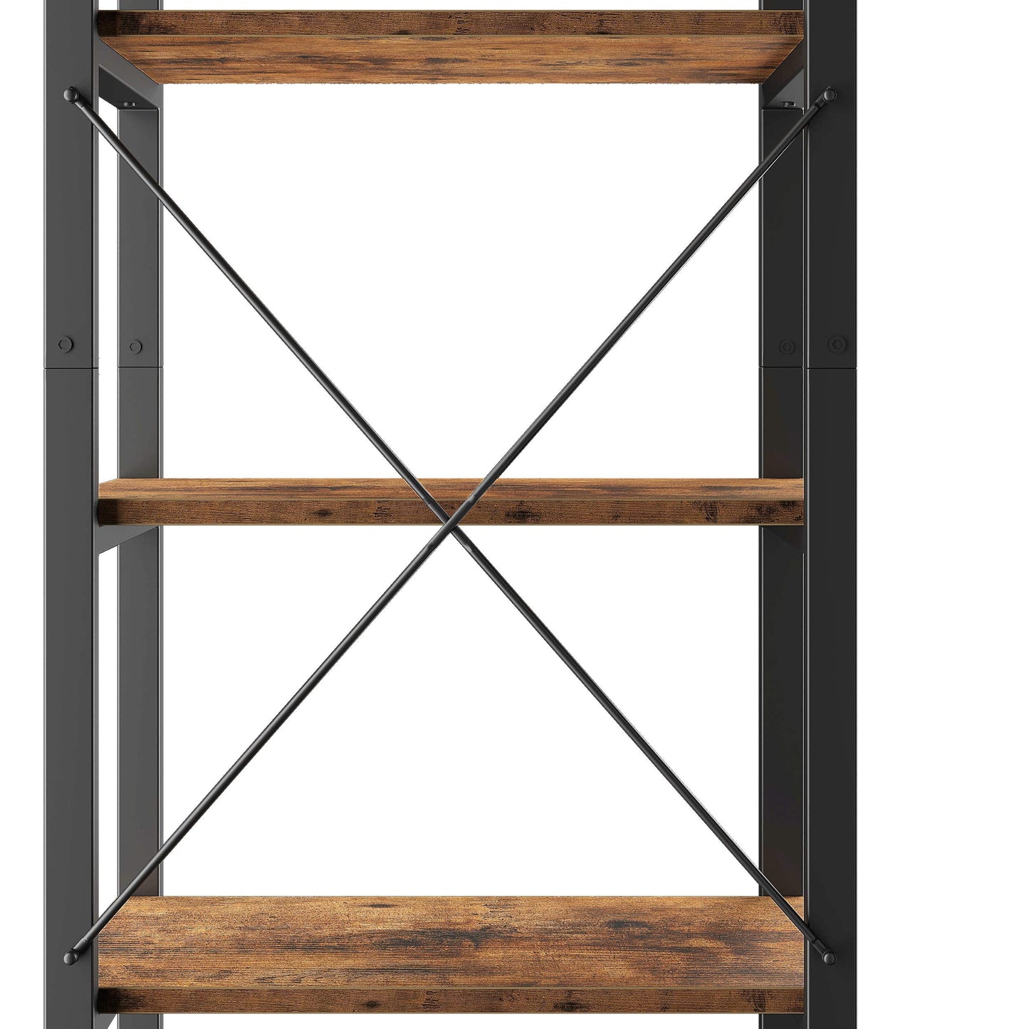 IRONCK Bookshelf, 5-Tier Book Shelf, 110 lbs/Shelf Vintage Industrial Style Bookshelves for Living Room and Home Office, Vintage Brown