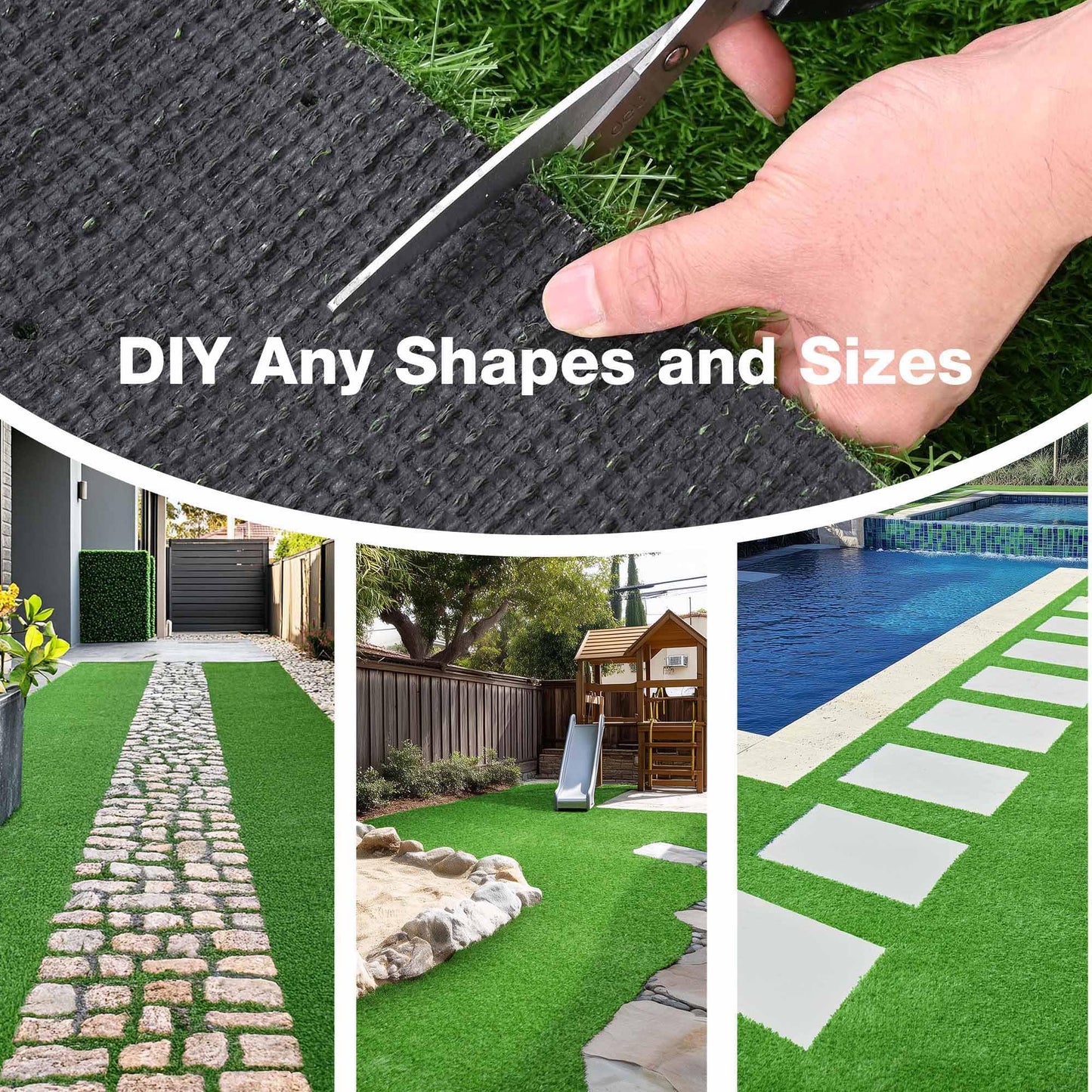 Yescom Artificial Grass Turf Synthetic Turf Fake Lawn with Drainage Holes for Dog Potty Pet Backyard Outdoor 20'x3'(60 Sq.Ft) 1.38" Pile Height