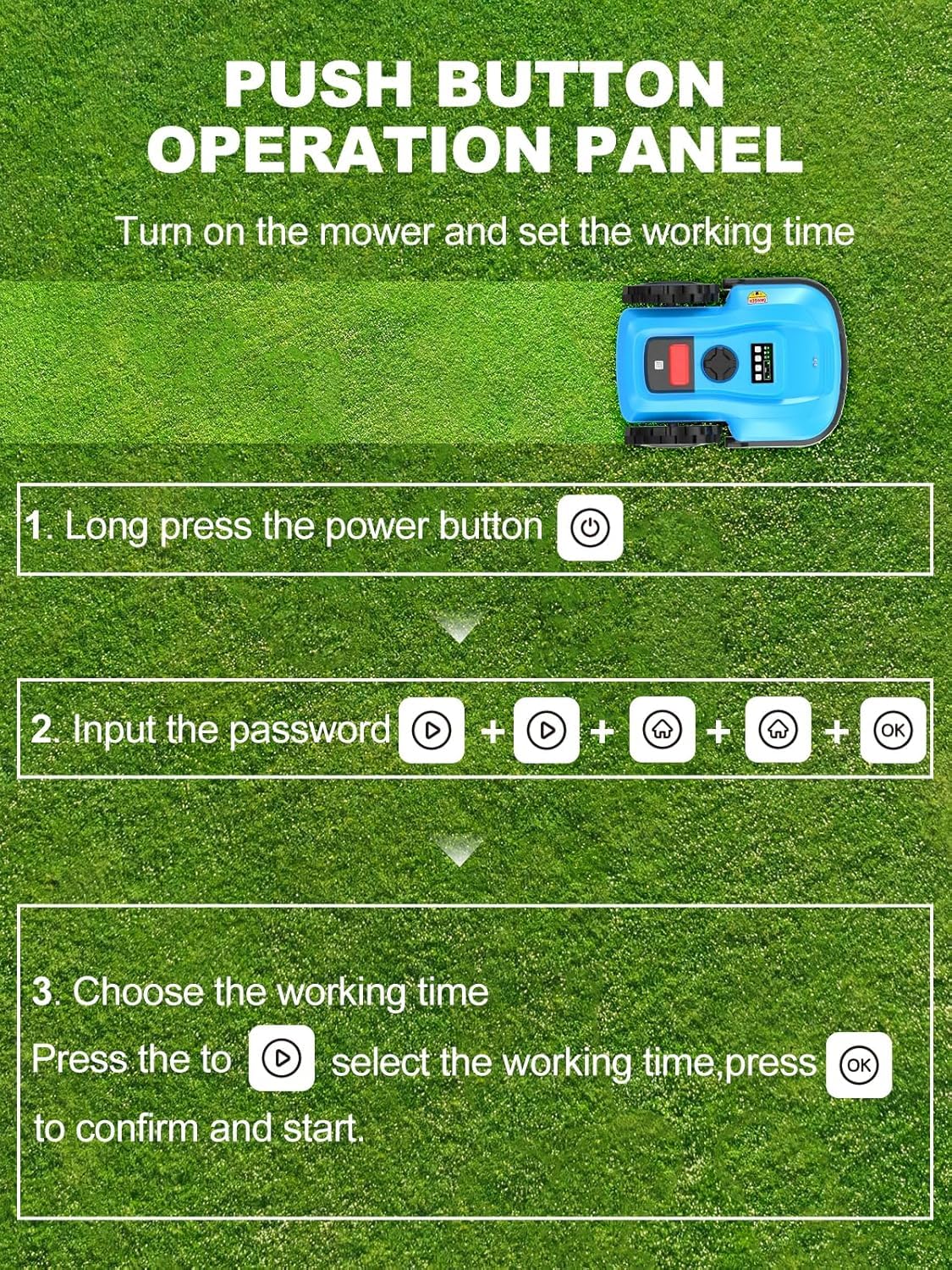ACFARM Robotic Lawn Mower 1/2 Acre/21,000 Sq.Ft, Automatic Lawnmower for Lawn 47% Slope, Cut Height 0.8"-2.4", APP Control
