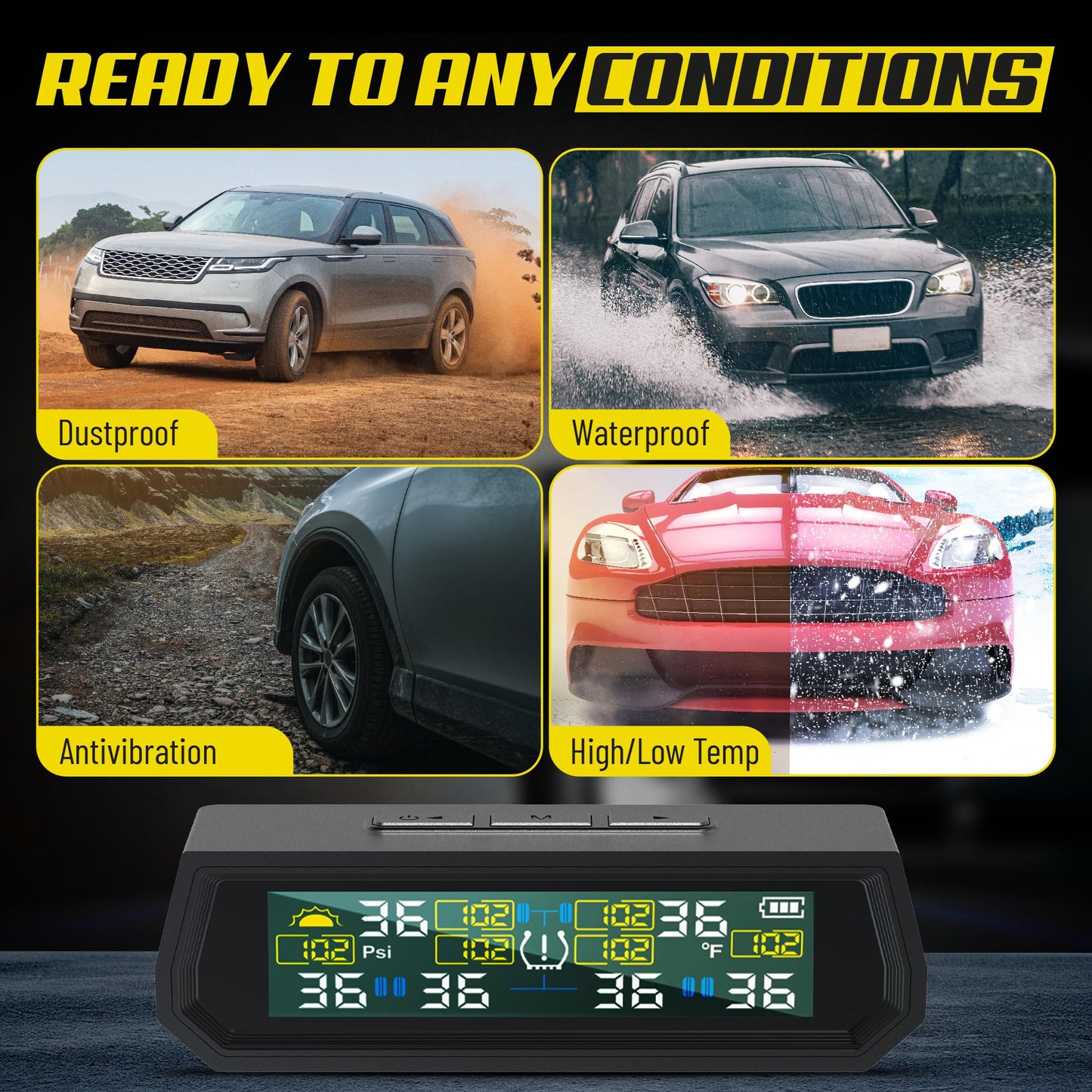 HertzEagle RV Tire Pressure Monitoring System (TPMS) - 6 Sensors Solar Wireless, Real-Time Monitoring with LCD Display & Alarm, Waterproof for RV Trailer Motorhome Tires T026