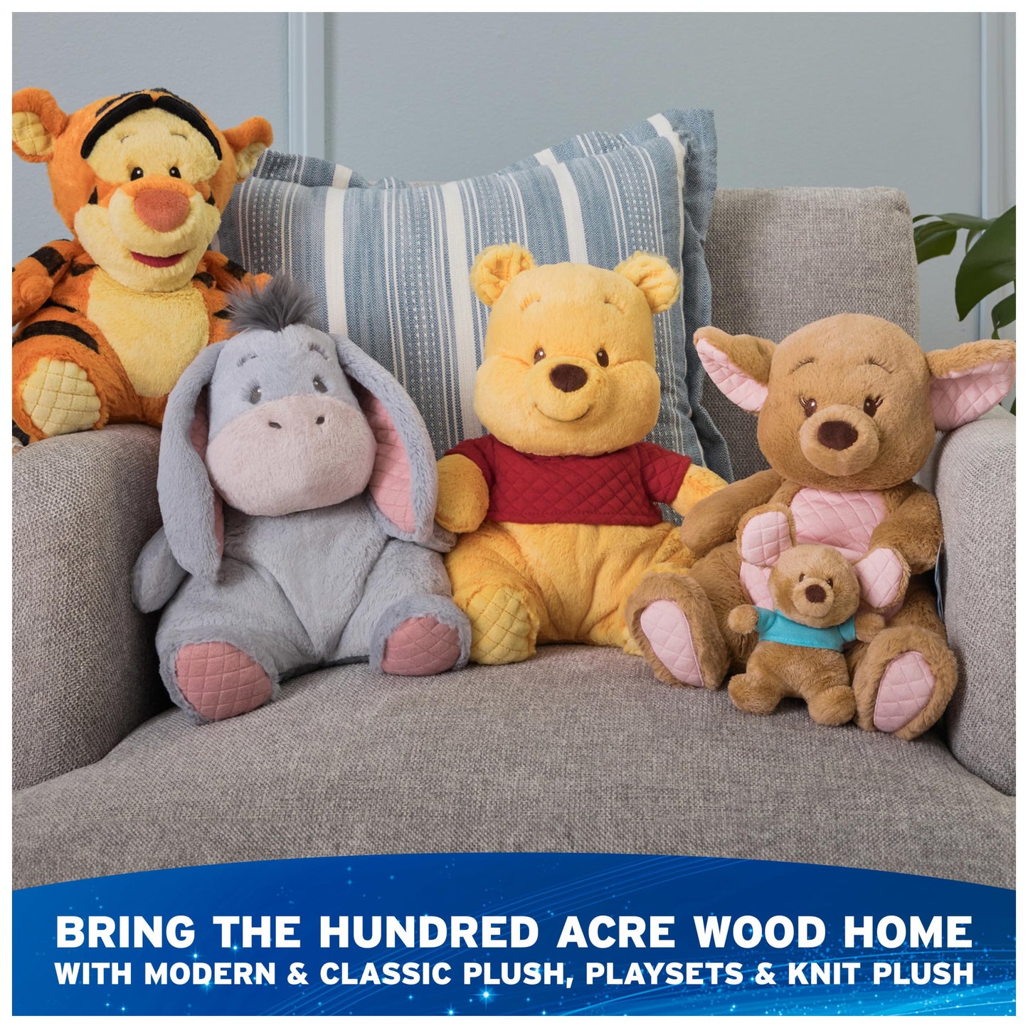 GUND Disney Official Winnie the Pooh Plush Playset with Pooh, Tigger, and Piglet, Sensory Toy Stuffed Animals for Ages 0 and Up, Green, 8”