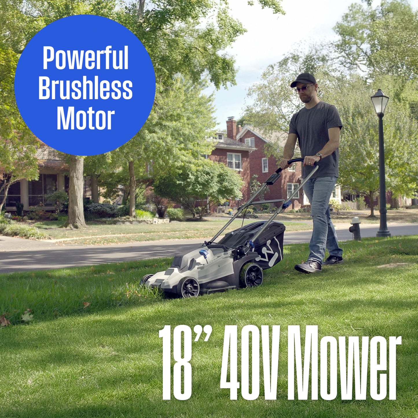 Westinghouse 40V 18 Inch Brushless Cordless (Push) Lawn Mower, 6 Height Positions, 2 4.0Ah Batteries and Charger Included