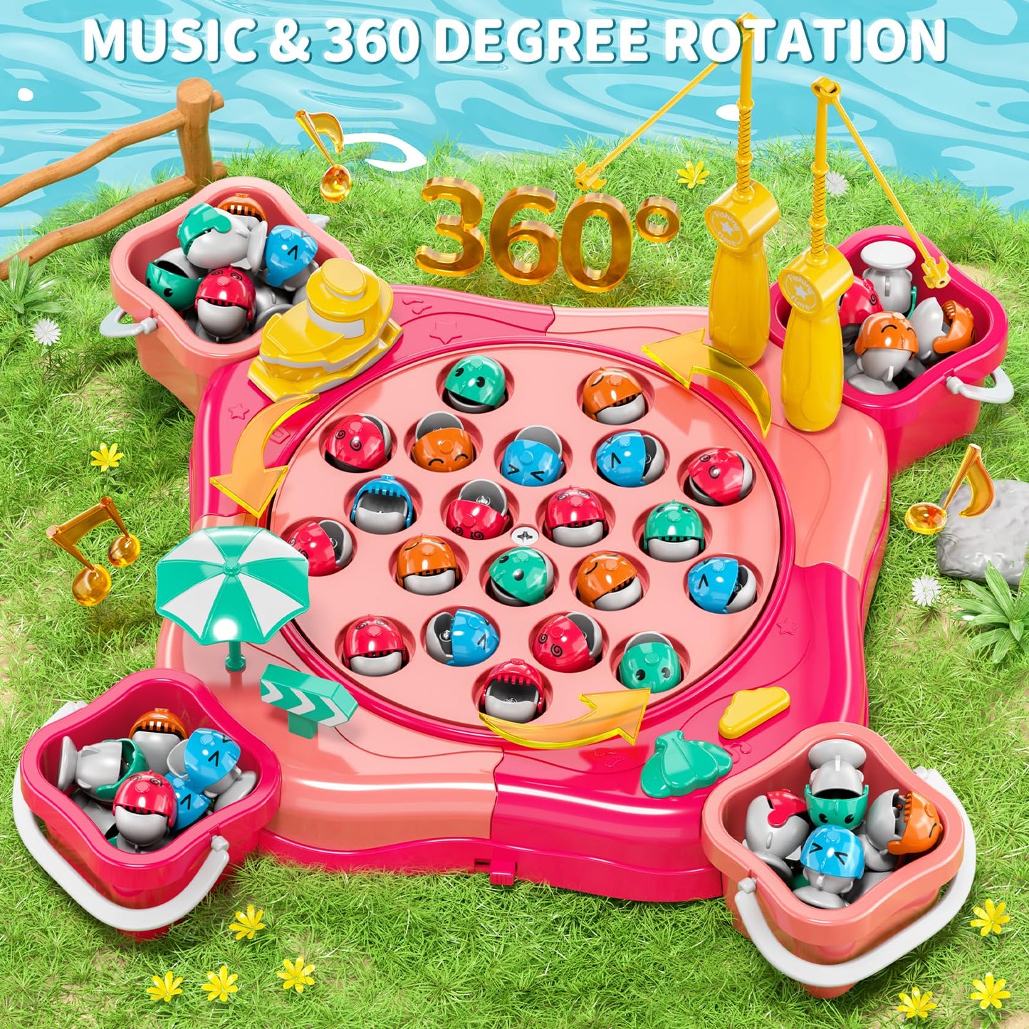 WATUDOU Magnetic Fishing Game for Kids Toddlers 3-5, 70 pcs Fishing Toys for Kids Toddlers 3-5, Table Toys Board Game Birthday Gifts for 3 4 5 6 7 8 Years Old Kid Toddler