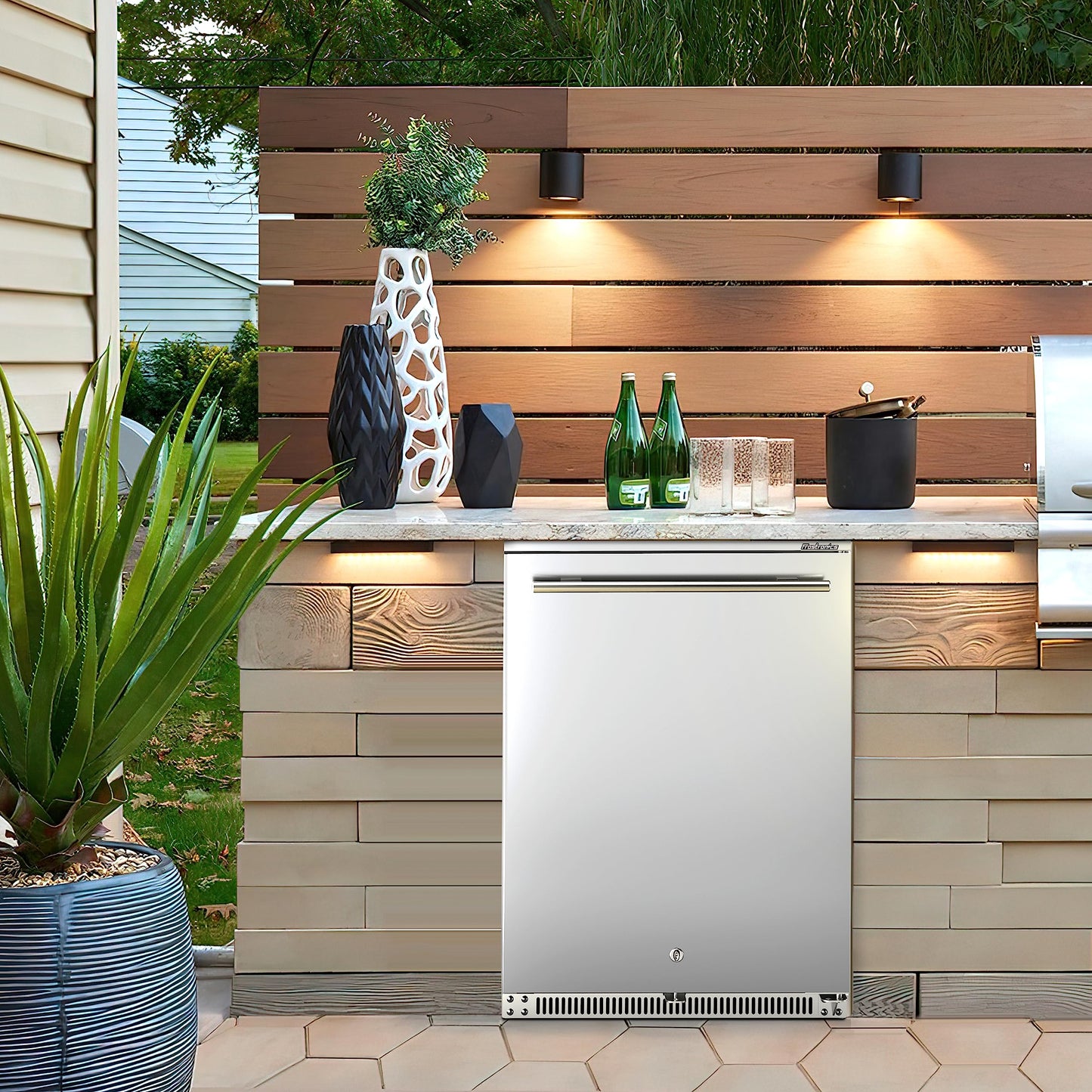 Frostronics 24 Inch Outdoor Beverage Refrigerator, 168 Can Built-in & Freestanding Cooler, 26°F Sub-Zero Beer Fridge, IPX4 Waterproof SUS304, NSF7 Commercial Grade for Patio & Outdoor Kitchen
