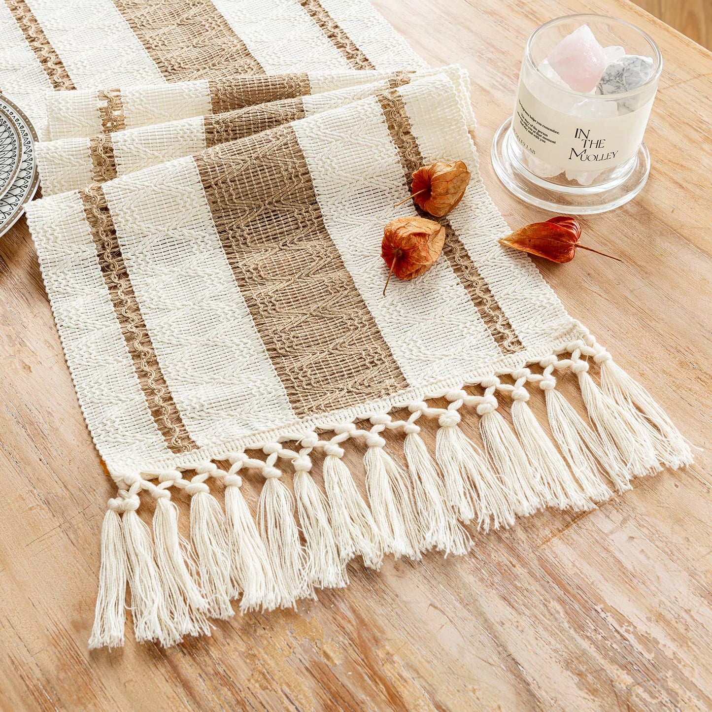 Fancy Homi Sage Green Table Runner 72 Inches Long Boho Macrame Table Runner for Home Decor, Farmhouse Table Runners with Tassels for Party Bohemian Rustic Bridal Shower Dining Decor 12x72 Inches
