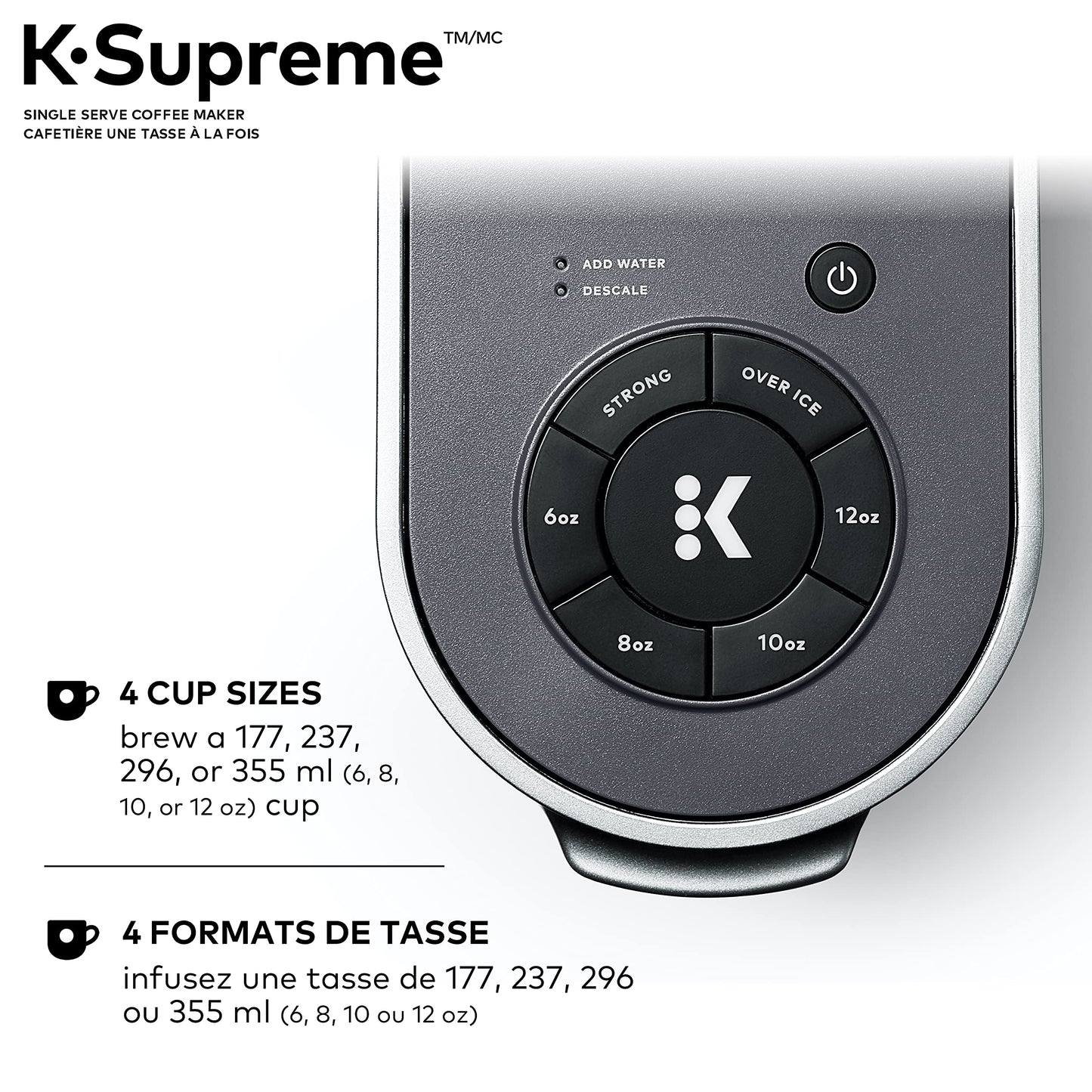 Keurig K-Supreme Coffee Maker, Single Serve K-Cup Pod Coffee Brewer Machine, With MultiStream Technology, 66 Oz Dual-Position Reservoir, and Customizable Settings, Gray