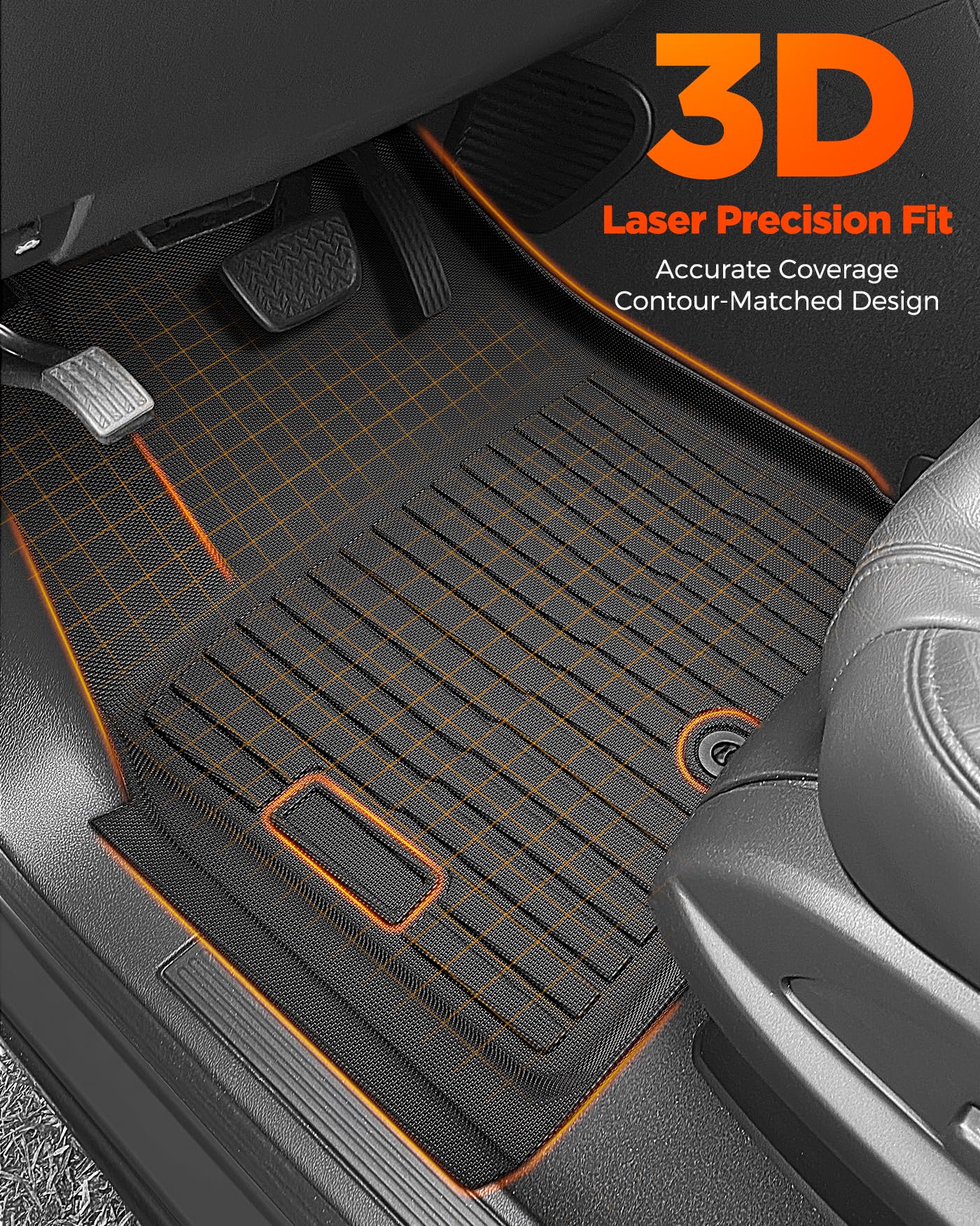 Car Floor Mats for Traverse Enclave: 2009-2017(Only with 2nd Row Bucket Seats) Cargo Trunk Liner, All Weather Rubber Accessories Tapetes Para Custom Fit for Chevy Traverse for Buick Enclave SUV Carpet