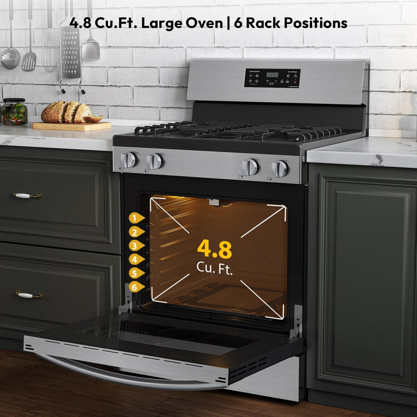 Empava 30" Gas Range, 4.8 Cu.Ft Oven with Touch Timer,18K BTU Burner, Freestanding & Slide-in Stove (Natural/LP Convertible) Stainless Steel
