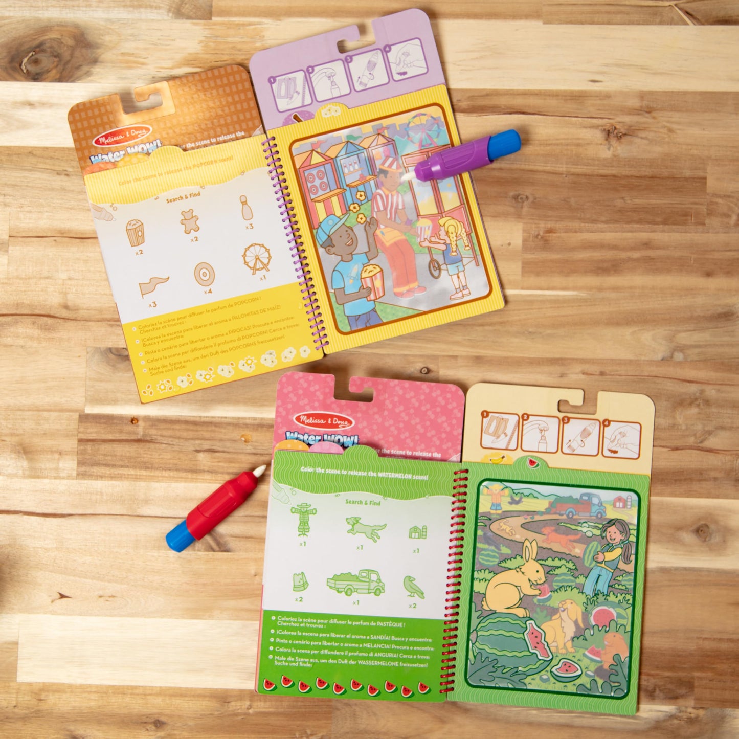 Melissa & Doug 2-Pack Scented Water Wow! Mess Free Coloring Book, Reusable Water-Reveal Activity Pads, Fruit and Treats, Travel Toys, Party Favors, for Toddlers for Kids Ages 3+ - FSC Certified