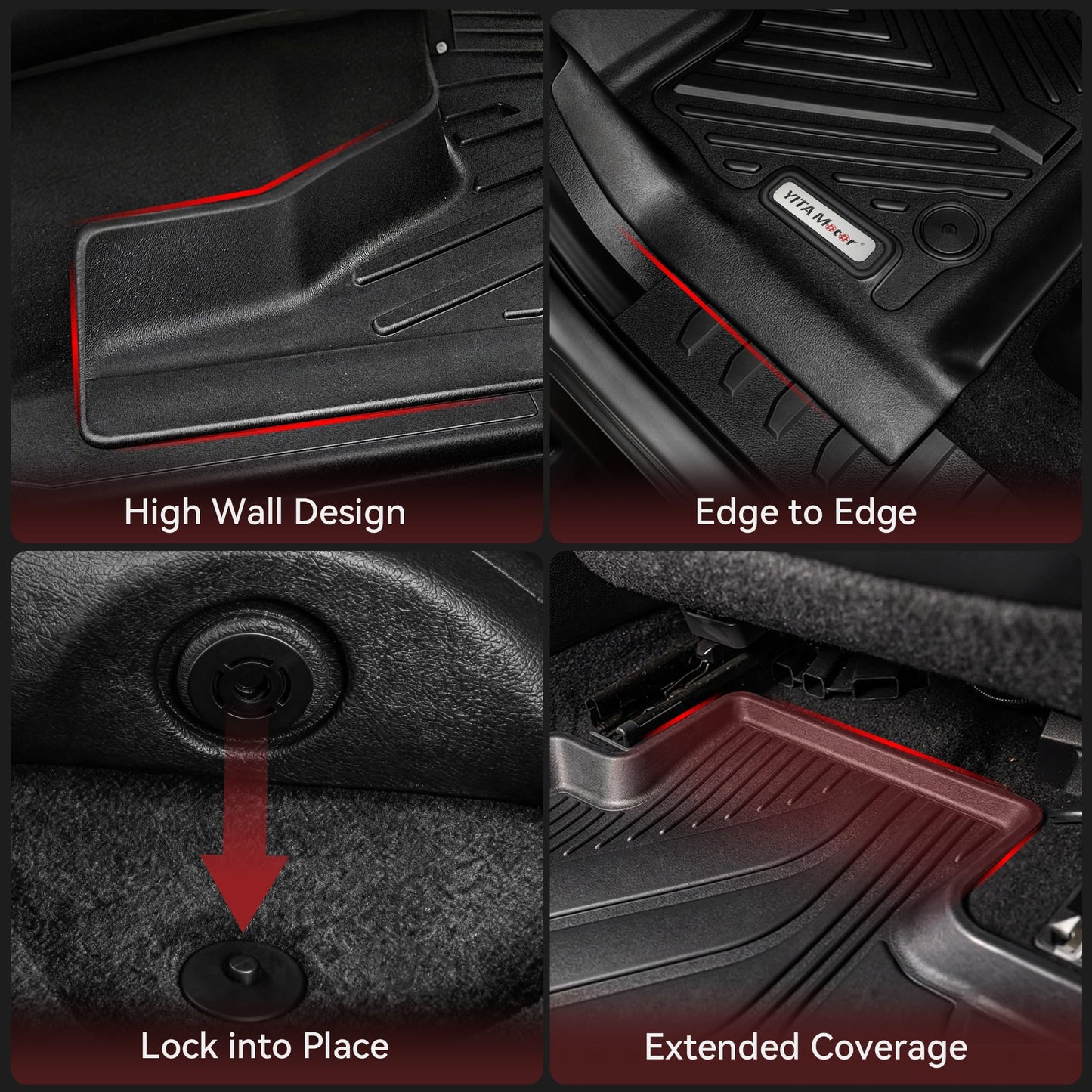 YITAMOTOR Floor Mats for Kia Telluride 7&8 Seats 2020-2025, Custom Fit All Weather TPE Rubber Mat, Kia Telluride Accessories Floor Liners Full Set, 1st & 2nd & 3rd Row & Backrest Mats & Cargo Liner
