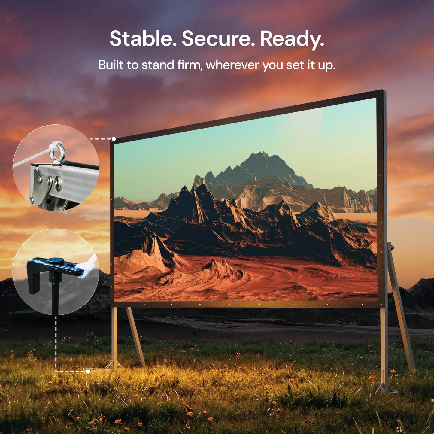 Valerion 200" Outdoor Projector Screen with Stand – 3-Min Setup, Wheeled Carry Bag, 4K/8K UHD Support, Freestanding, Portable Alloy Frame, 16:9 HD, Lightweight for Camping, Backyard, Home Theater