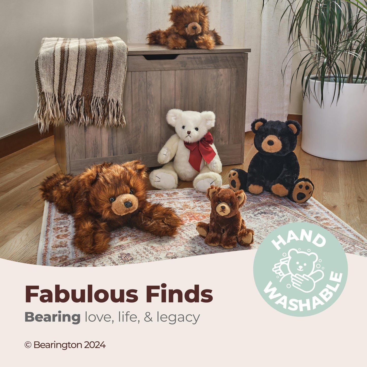 Bearington Huggy Ben Teddy Bear Stuffed Animal Plush Toy - 19" Soft Brown Huggable Bear with Bean Bag Weighted Body and Floppy Limbs - Classic Plush Teddy Gift for Kids, Babies, Collectors, and Adults