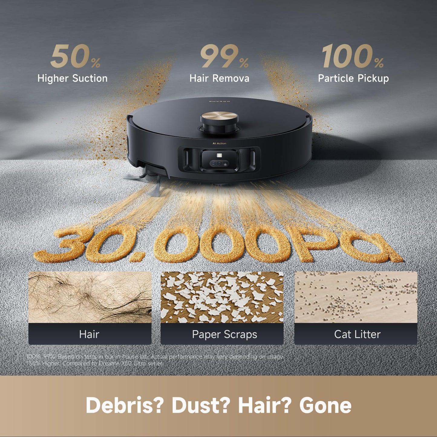 DREAME Aqua10 Roller Robot Vacuum, AquaRoll Mopping, 30,000Pa Suction, 100% Detangling, Carpet-Protecting Roller Guard, Clear 2.36in Obstacle, Self-Empty, Self-Cleaning, Roller Mop Extending