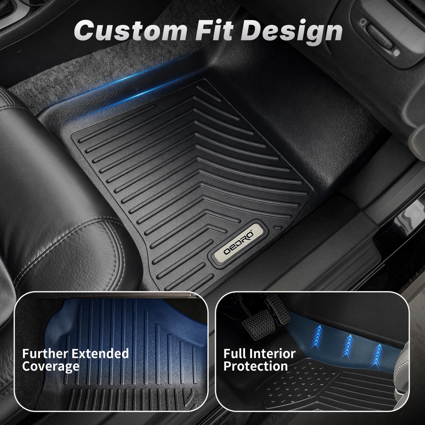 OEDRO Floor Mats & Cargo Mat Fit for Chrysler Pacifica 2017-2025 2026(No Hybrid Models), 7 and 8 Passenger Model, 2020-2025 Voyager Custom All-Weather Protection Full Set TPE Floor Liners