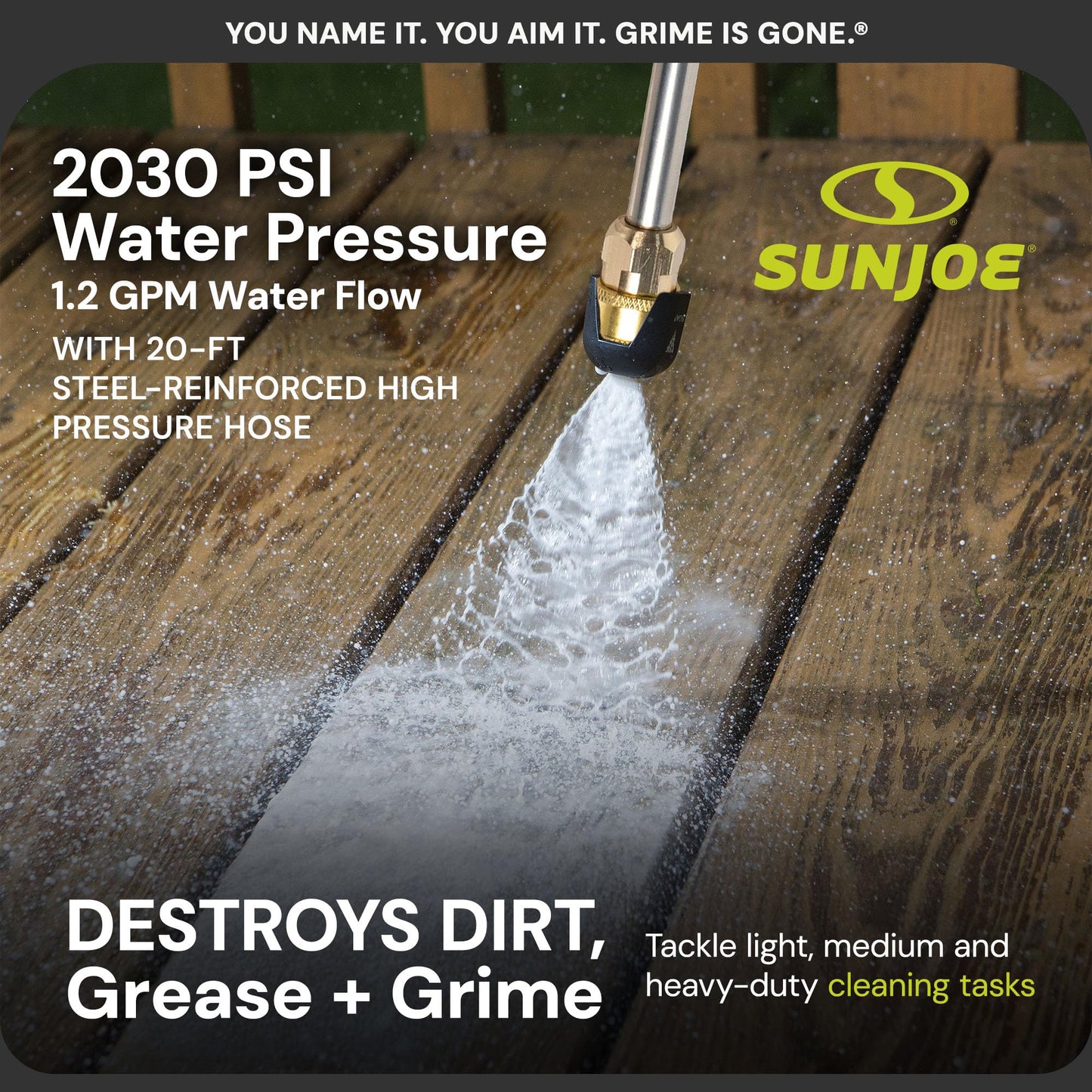Sun Joe Electric Pressure Power Washer, 2030 PSI (PWMA Certified), 1.2 GPM, Dual Soap Tanks, (35-FT GFCI Water-Safe, Power Cord), SPX3000