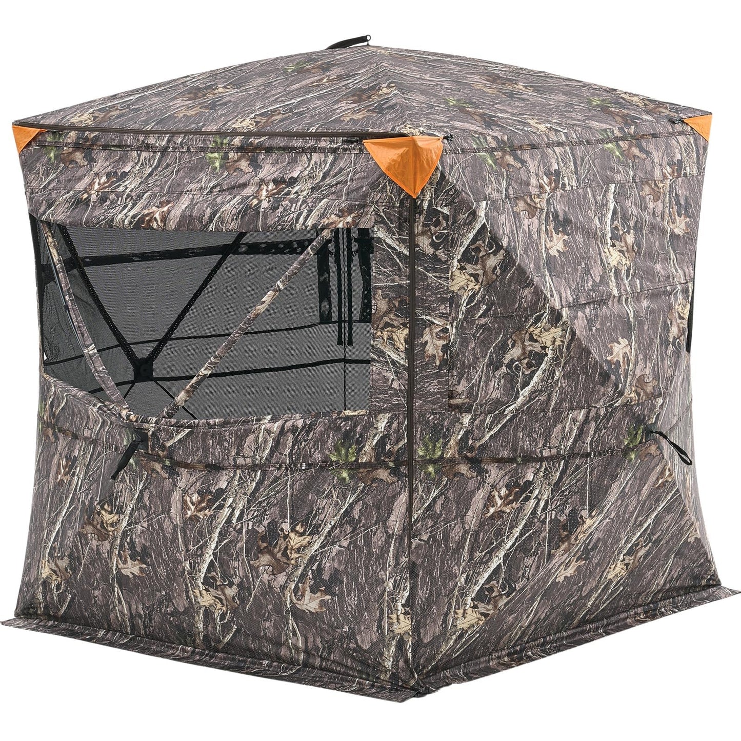 VEVOR Hunting Blind，See Through Ground Blinds with Carrying Bag, 360 Degree Portable Camouflage Tent，Durable Concealed Shelter with Silent Side Door and Window, for Turkey and Deer (4-5 Person)