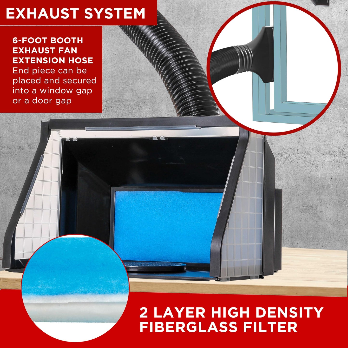 Master Airbrush Large Portable Airbrush Spray Booth Station with LED Lights, 25W Fan, Turntable & 6' Exhaust Hose, 22.25"x19"x14" Hobby Airbrush Booth for Painting, Models, Arts, Crafts, Cakes