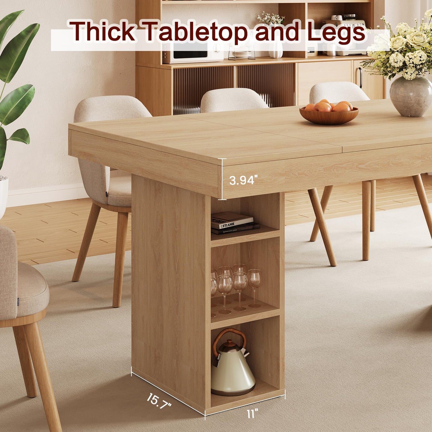 IDEALHOUSE 63”Executive Desk with Cabinet Storage, Farmhouse Home Office Desk, Wooden Computer Desk with Extra Thickened Tabletop & Metal Frame, for Work Study Writing, Oak