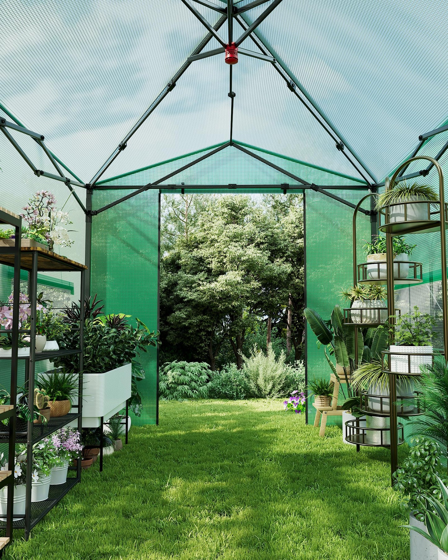 12x8 FT Pops Up Greenhouse, Portable Walk-in Green Houses Kit with Durable PE Cover & Roll-Up Zipper Door - Outdoor Garden Greenhouse for Plants Cold & Frost Protection, Easy Assembly