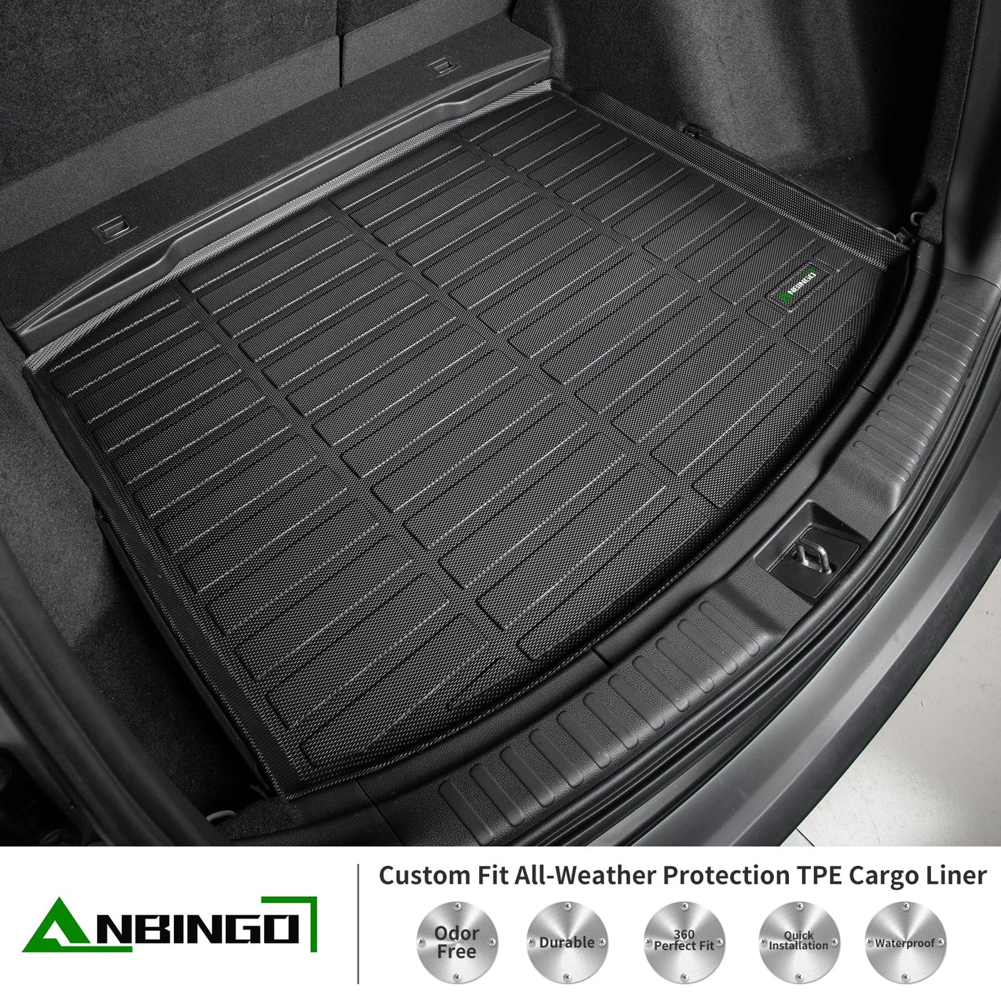 ANBINGO® Floor Mats & Cargo Liner for VW Atlas Cross Sport 2020 2021 2022 2023 2024 2025 2026 (5 Passenger), SE/SEL/SEL R-Line/SEL Premium R-Line, Waterproof Car Floor Liners Full Set