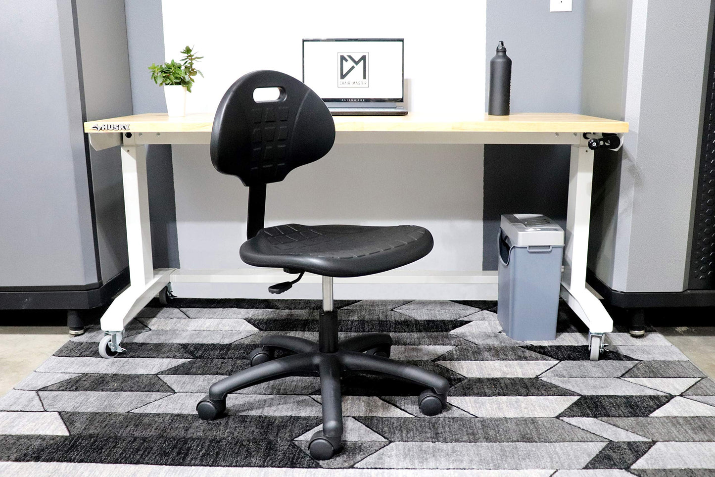 Chair Master Table Height Chair/Stool-Easy to Clean! Deluxe Ergonomic Polyurethane Chair. 5" of Height Adj (15.5"-20.5") 500 lb Capacity. Automotive, Lab, Garage, Home, Office (Standard, Black)