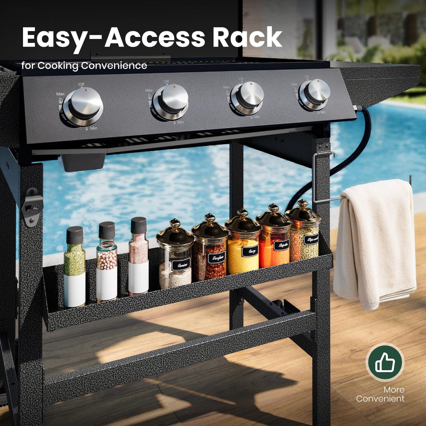 3 in 1 Propane Griddle Grill Stove Combo,4-Burner Propane Gas BBQ Grill with Porcelain-Enameled Cast lron Grates & Plate, 52,000 BTU Barbecue Combo Grill for Outdoor Cooking Camping Patio Backyard