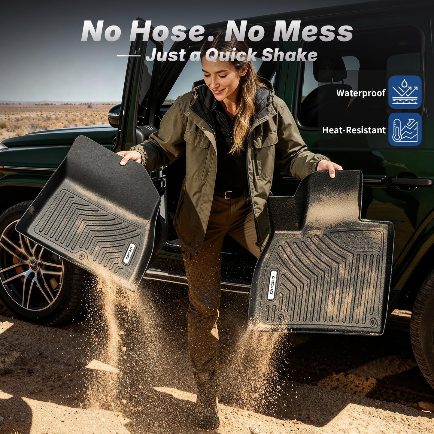 OEDRO Floor Mats Fit for 2019-2026 for Chevy Silverado/GMC Sierra 1500, 2020-2026 2500HD 3500HD, Double Cab with 1st Bench Seats, NO Rear Underseat Storage Box, All Weather TPE Floor Liner Set
