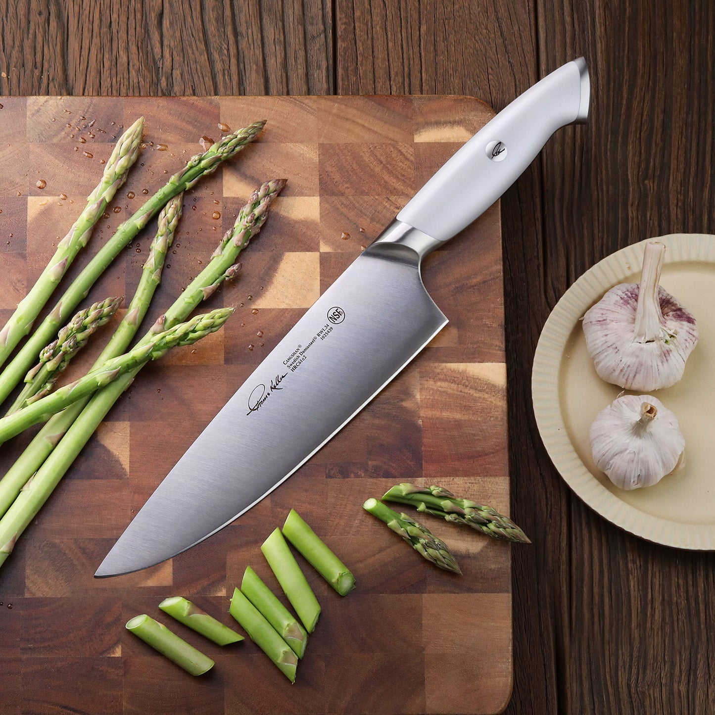 Cangshan Thomas Keller Signature Collection Swedish Powder Steel Forged, 8-Inch Chef Knife, White