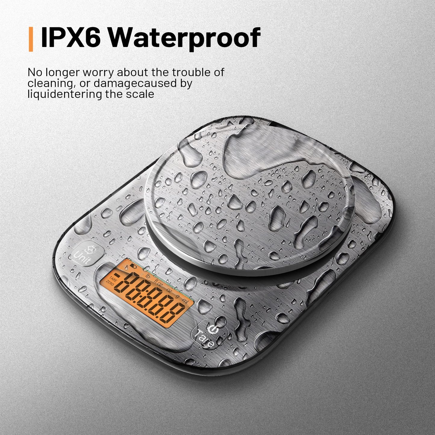 GRAM PRES Food Kitchen Scale Digital Weight Grams and Oz with IPX6 Waterproof，Professional Stainless Steel Digital Kitchen Food Scale 11lb/0.01oz with Bowl for Weight Loss Dieting Baking Cooking