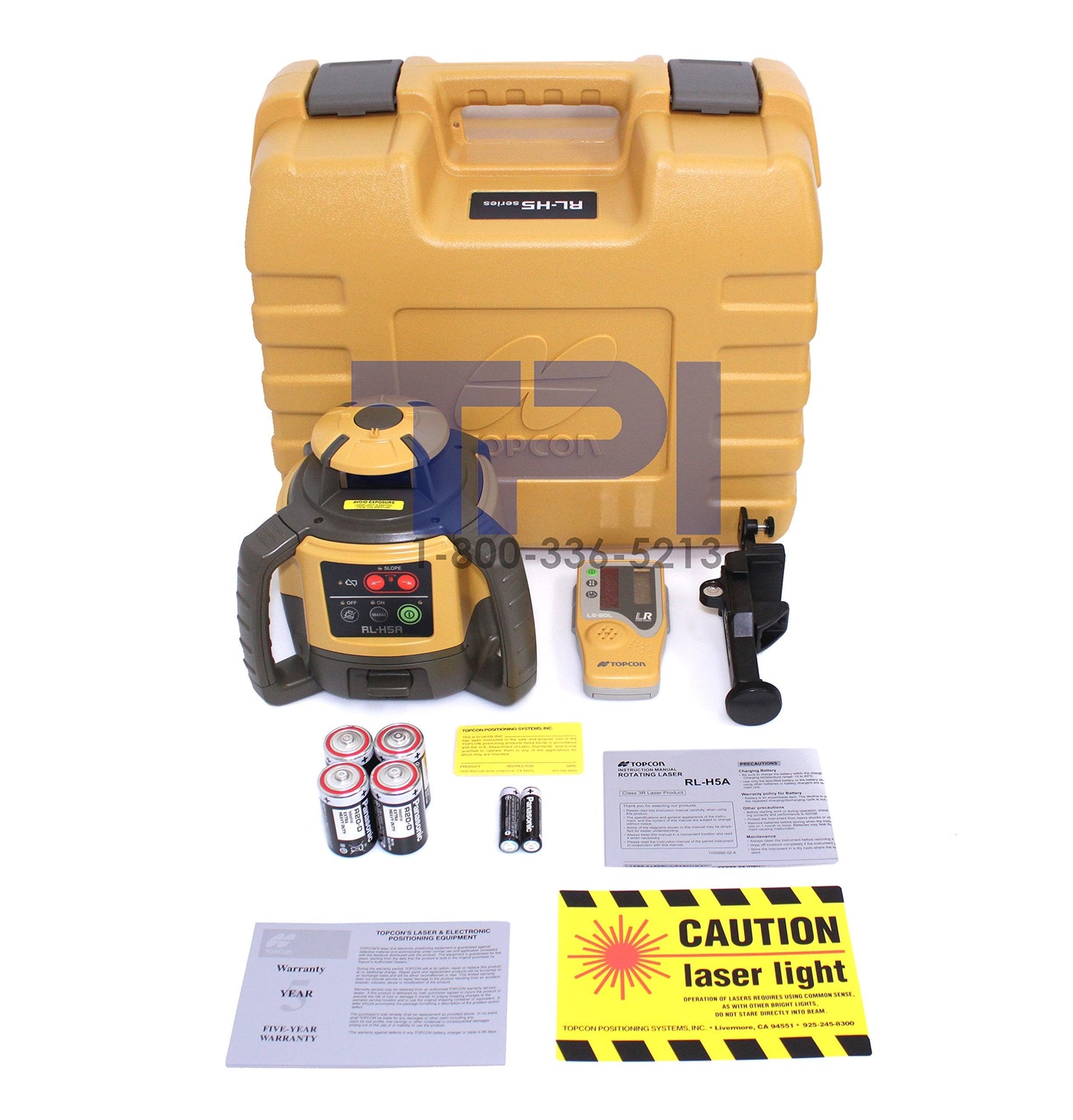 Topcon RL-H5A Self Leveling Horizontal Rotary Laser with Bonus EDEN Field Book, IP66 Rating Drop, Dust, Water Resistant, 800m Construction Laser, Detector Holder, Soft Case