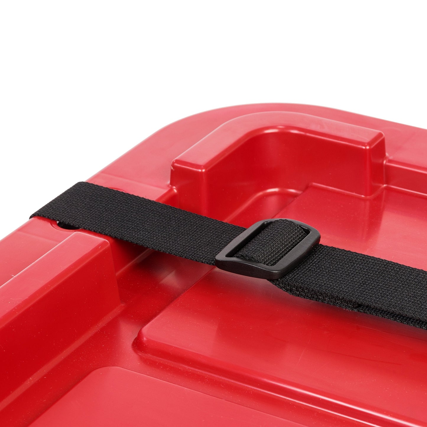 IRIS USA 27 Gallon Heavy Duty Truck Bed Toolbox Storage Tote Bins with Lids, 4 Pack - Made in USA, Tough Snap On Lockable Lid Stackable Industrial Tubs, Garage Organization Reusable Box - Red